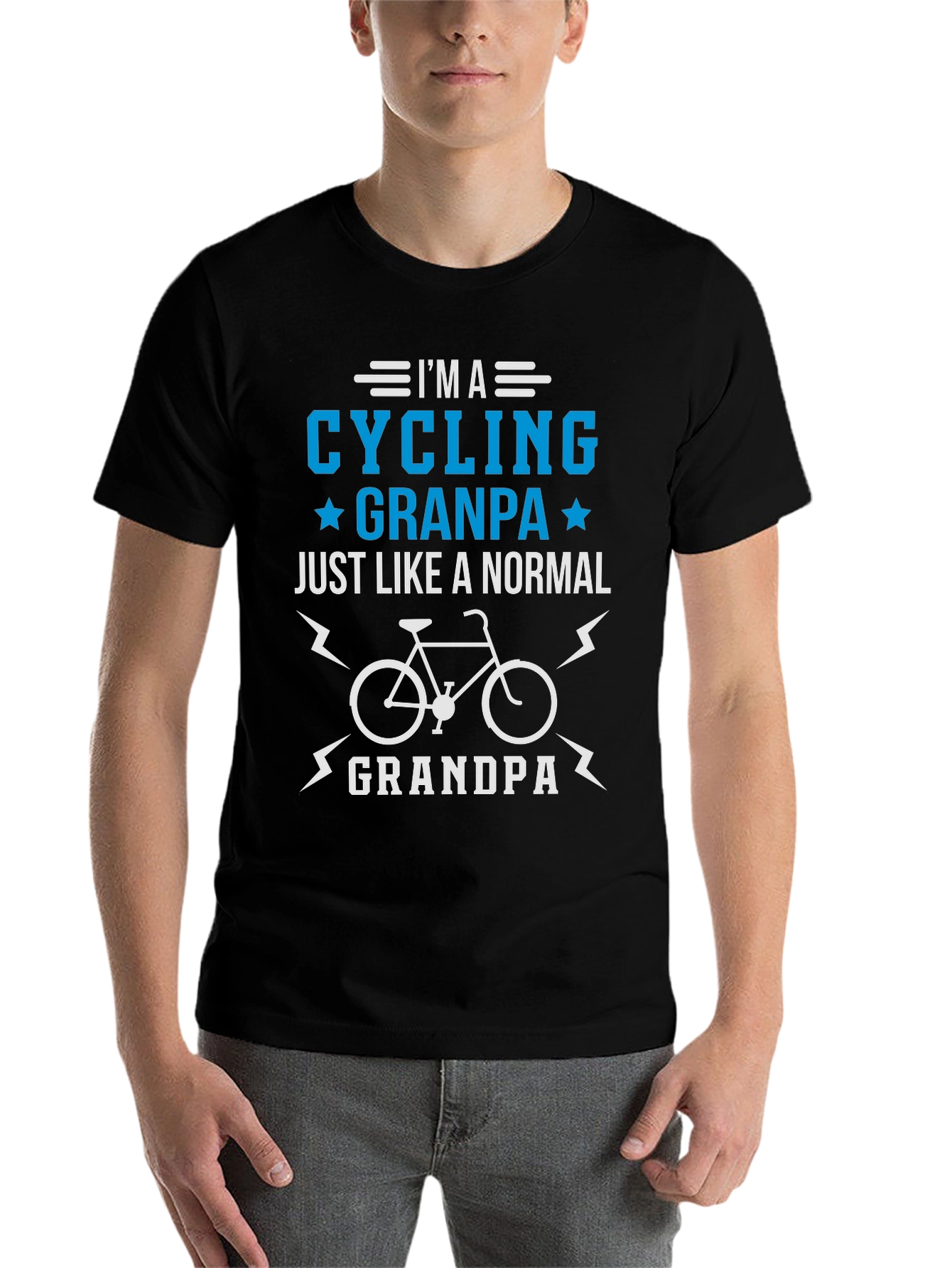 Black Cycling Grandpa T-Shirt - Cool Gift for Grandfathers view 7