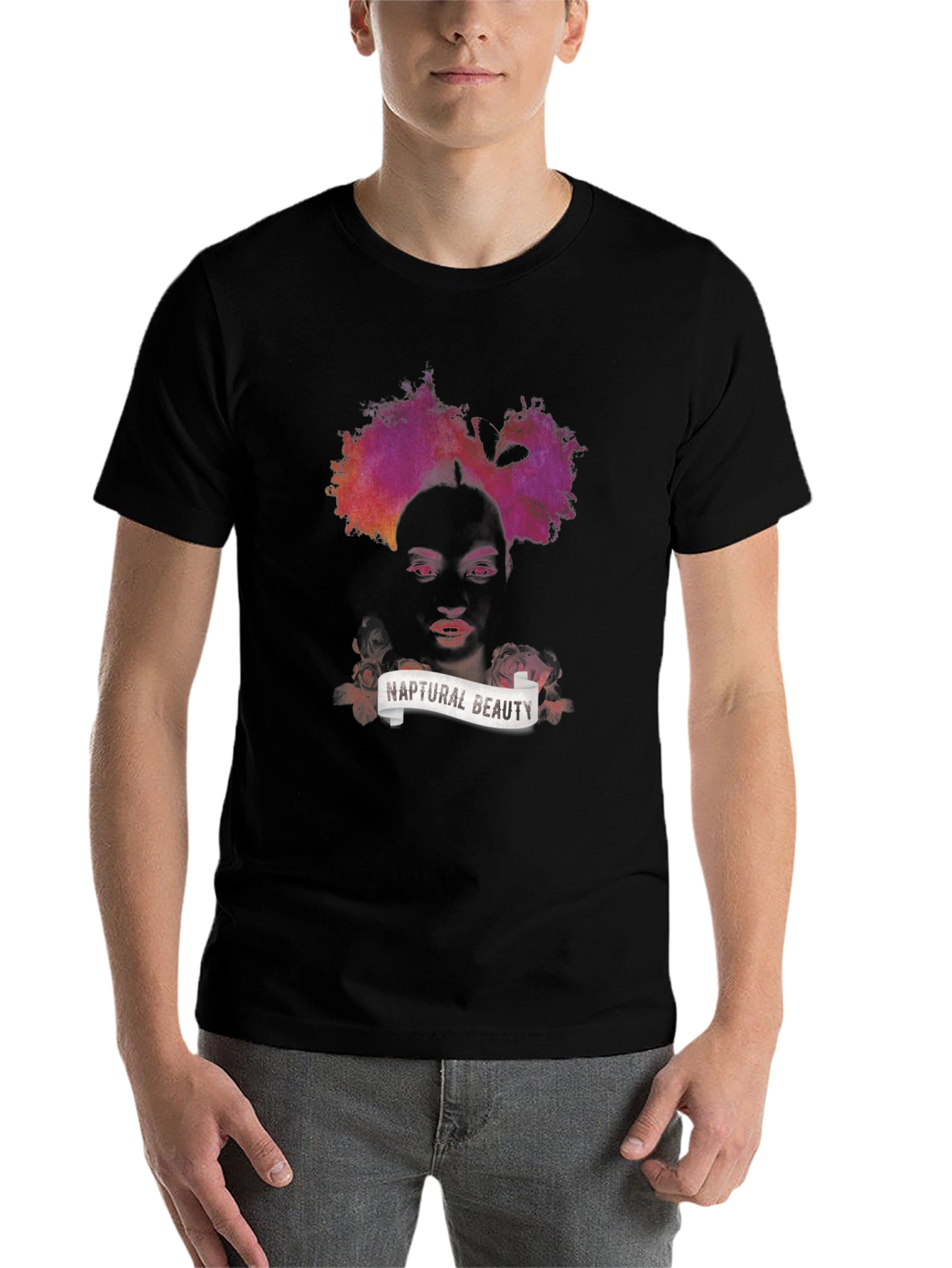 Black Naptural Beauty Graphic Tee - Black Unisex T-Shirt view 7