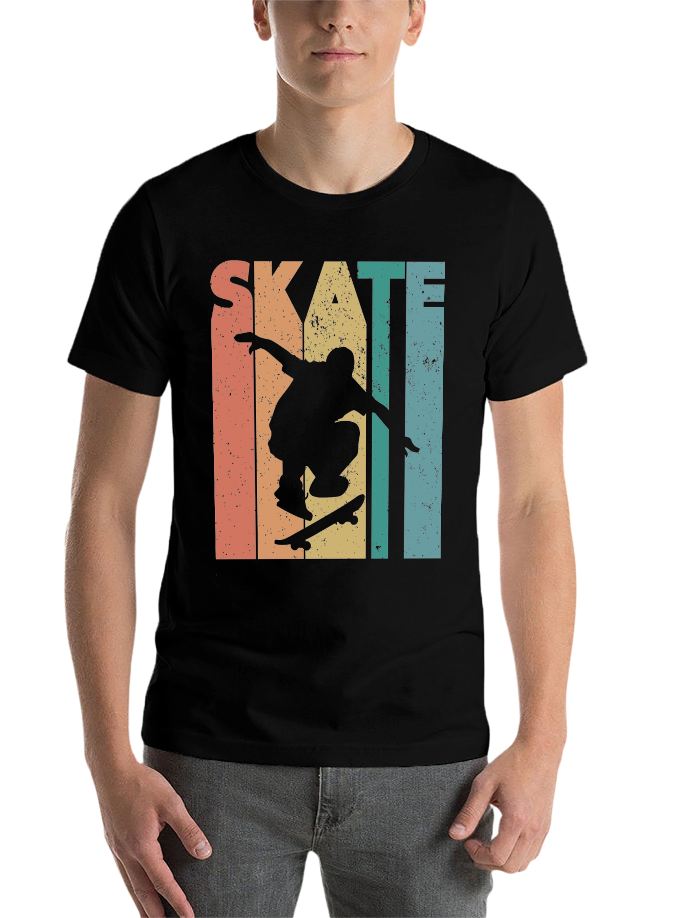 Black Skateboarding Retro Graphic Tee - Black view 7