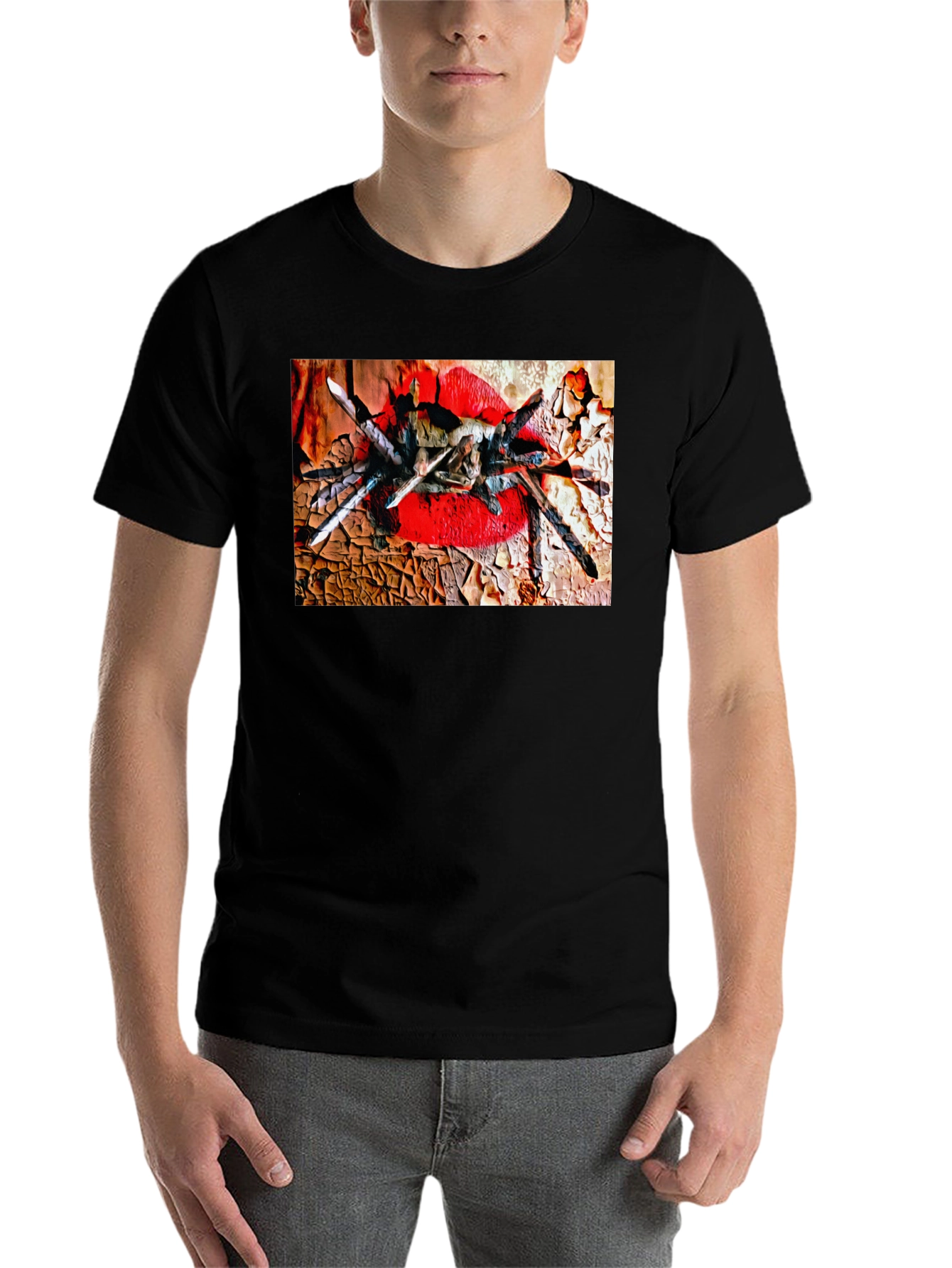 Black Tarantula Lips Graphic Black T-Shirt view 7
