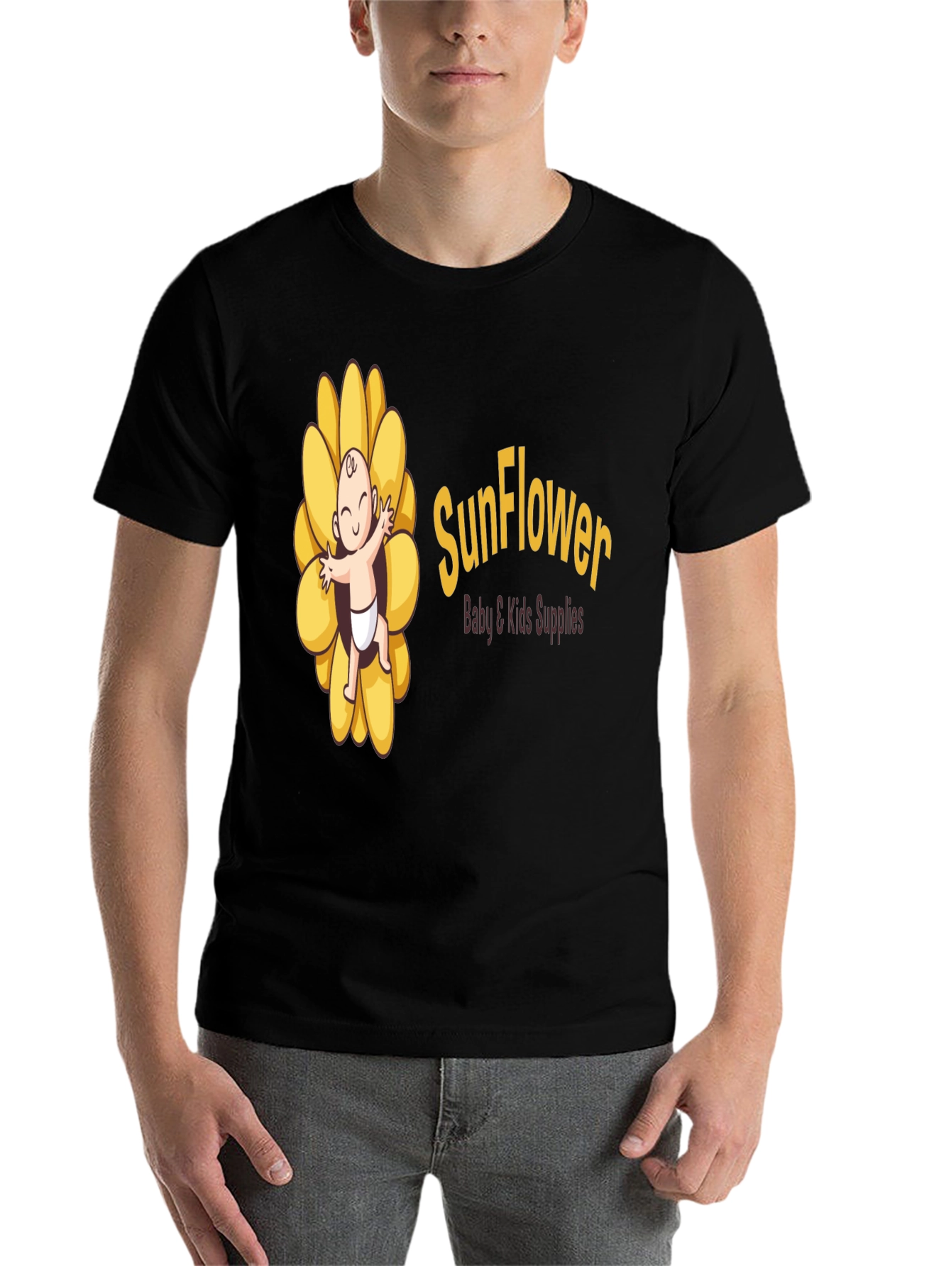 Black Sunflower Baby & Kids Supplies Black T-Shirt view 7