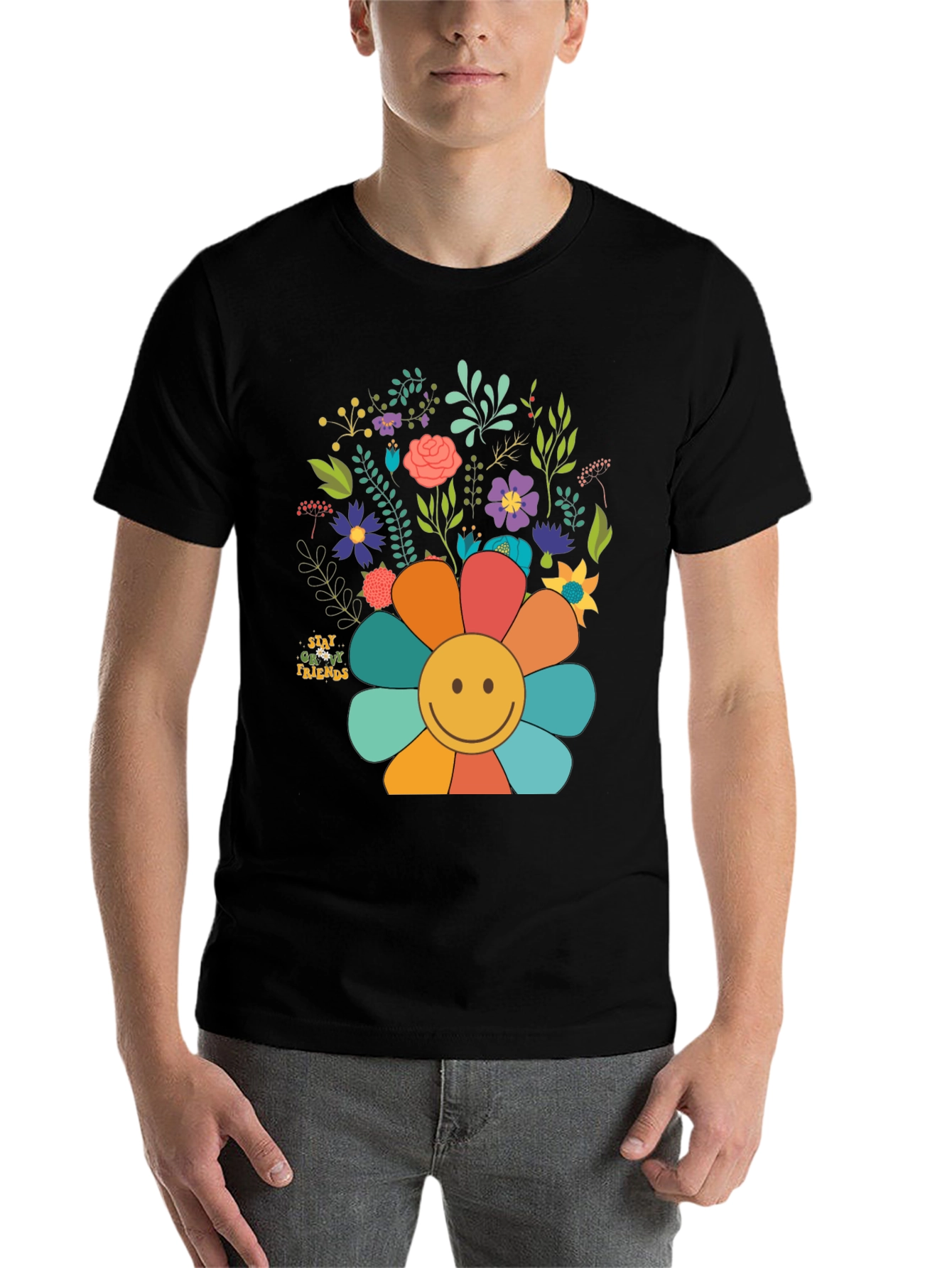 Black Groovy Flower Power Tee view 7