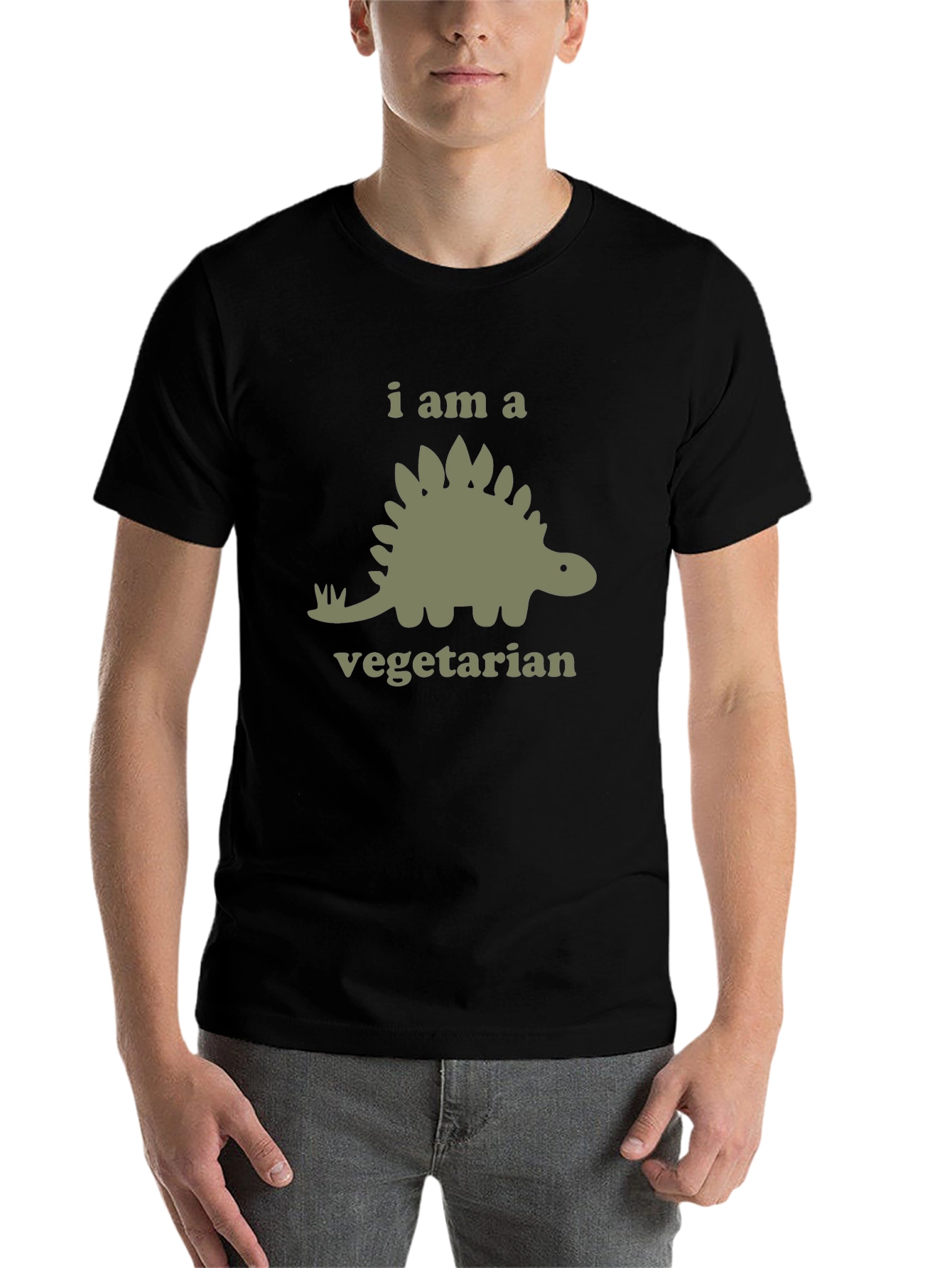 Black Vegetarian Dinosaur Graphic T-Shirt view 7