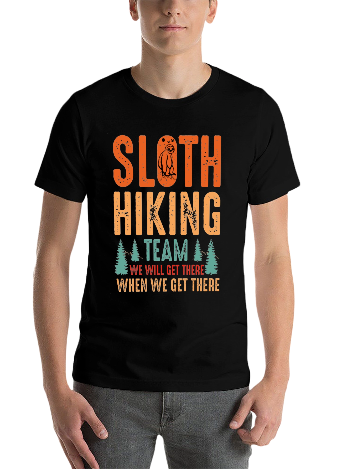 Black Sloth Hiking Team T-Shirt - Funny Adventure Tee view 7