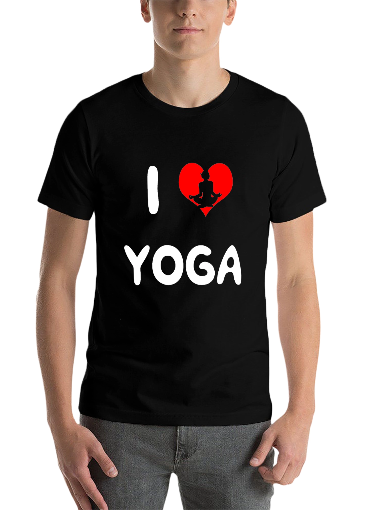 Black I Love Yoga T-Shirt - Stylish Cotton Tee view 7