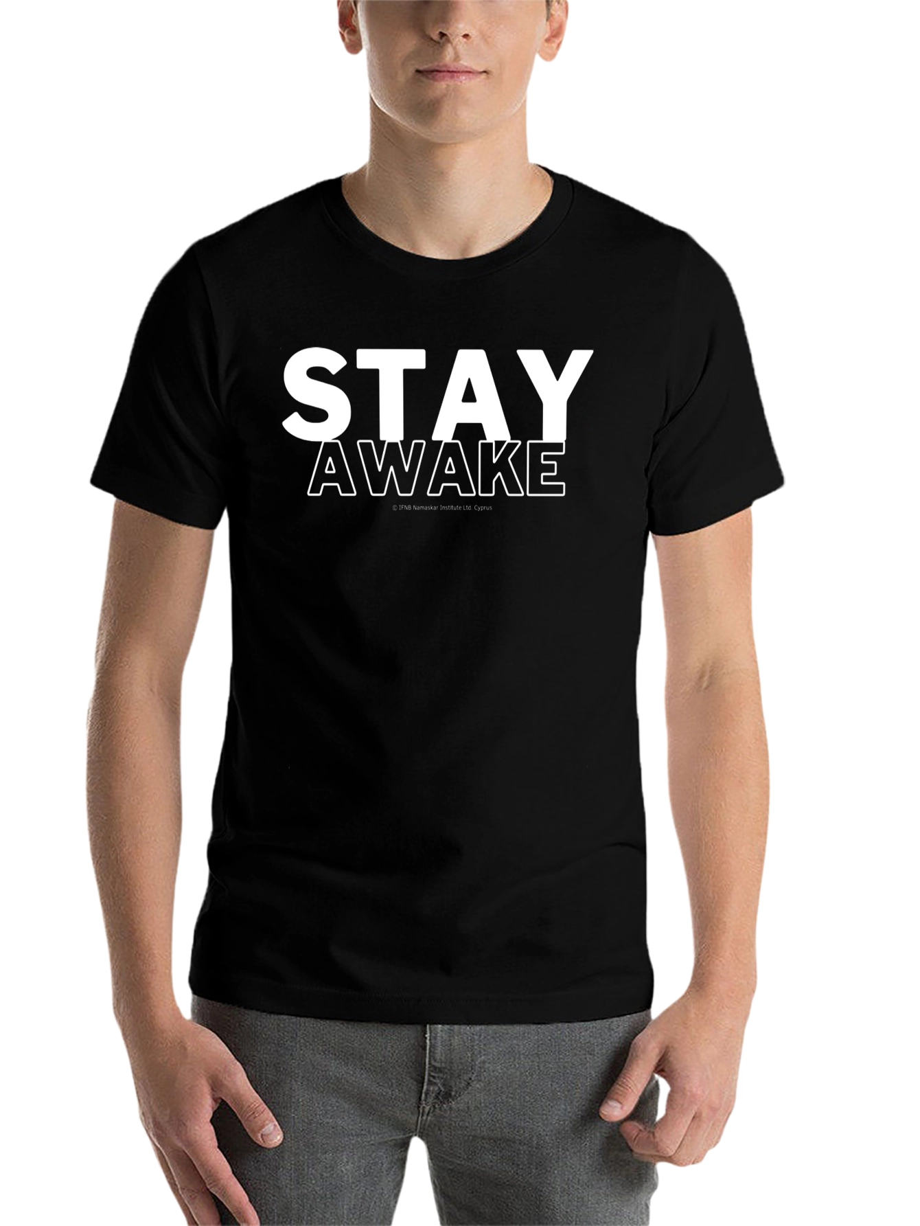Black Stay Awake Graphic Print T-Shirt - Black view 7