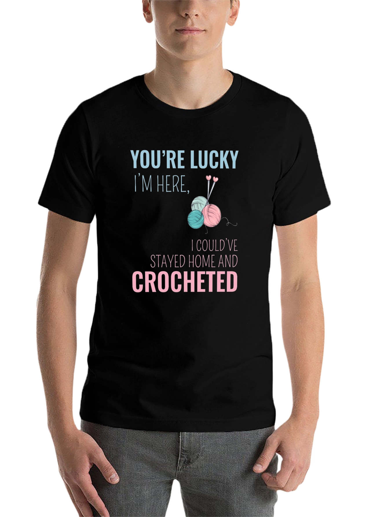 Black Lucky Crochet T-Shirt - Stay Home & Crochet view 7