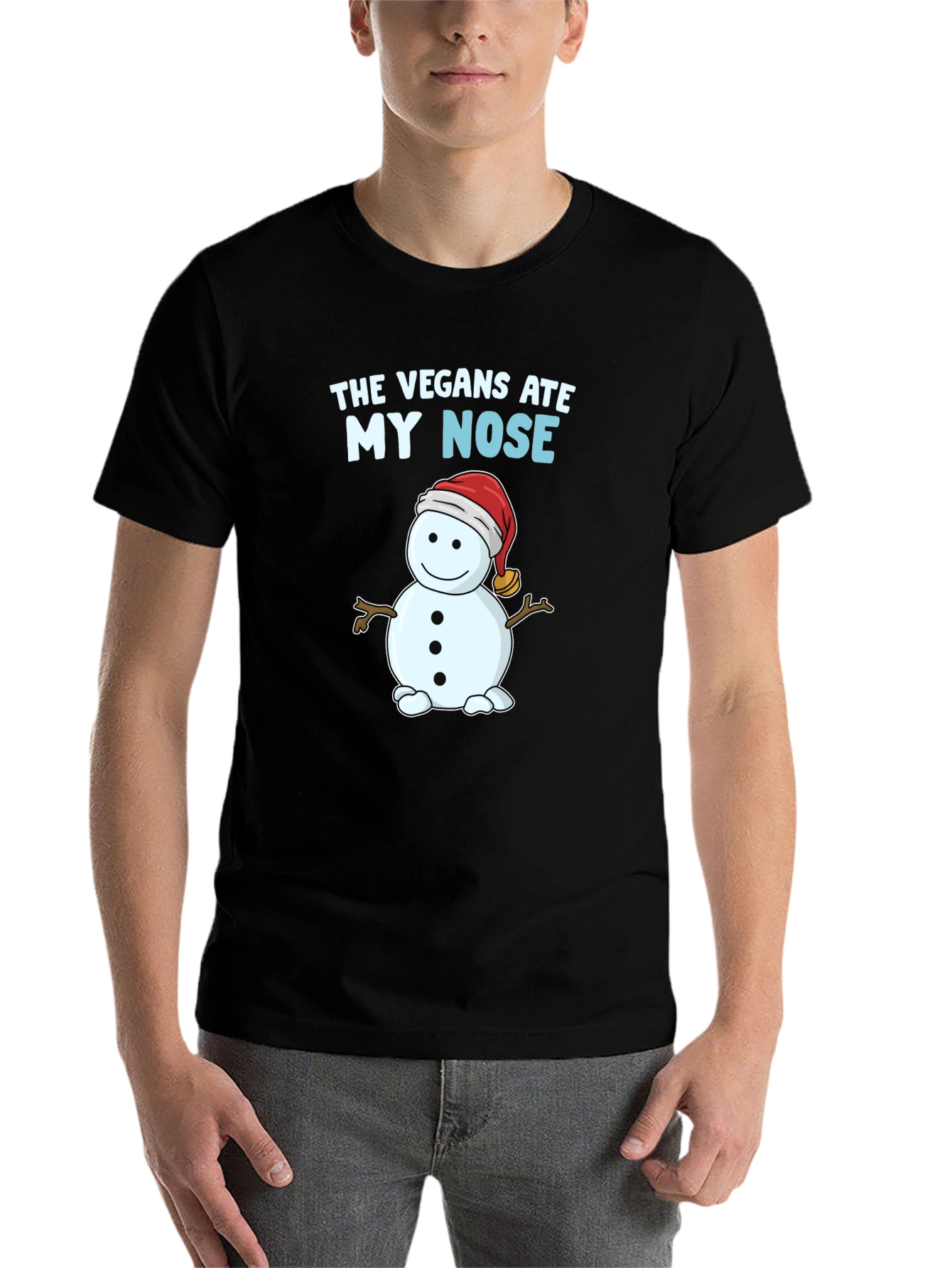 Black The Vegans Ate My Nose T-Shirt Snowman Funny view 7