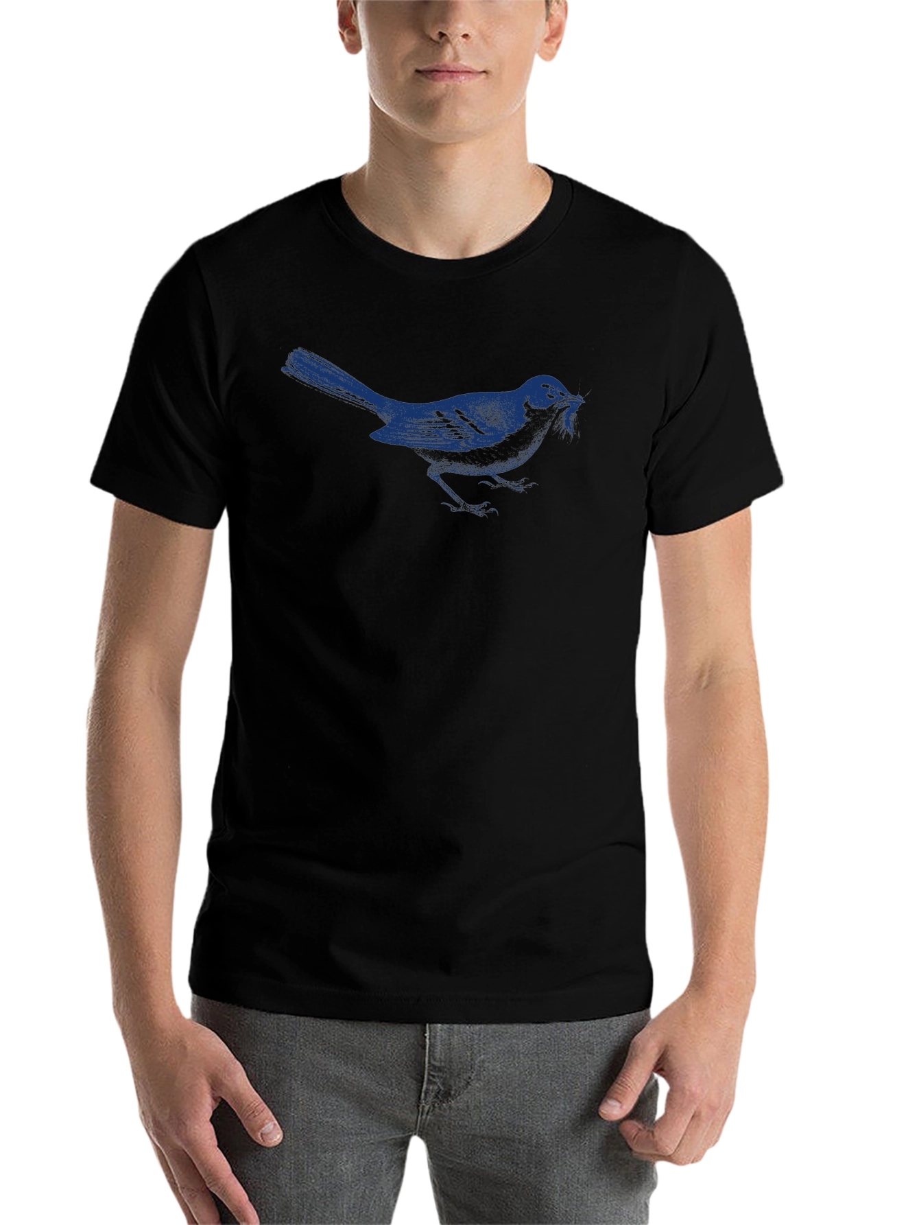 Black Bluebird Graphic Tee - Black Cotton T-Shirt view 7
