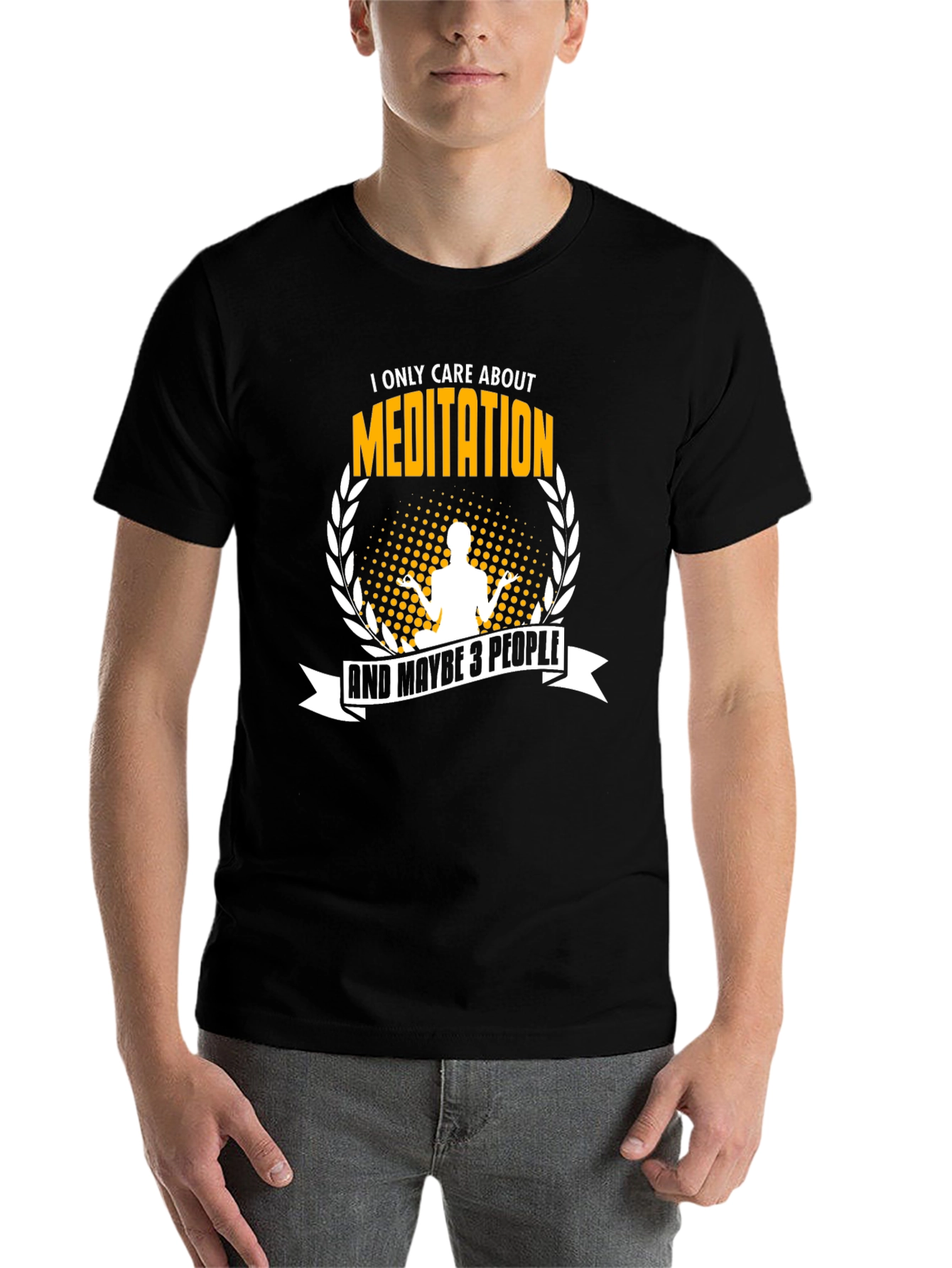 Black Meditation Graphic T-Shirt - I Only Care About Meditation view 7