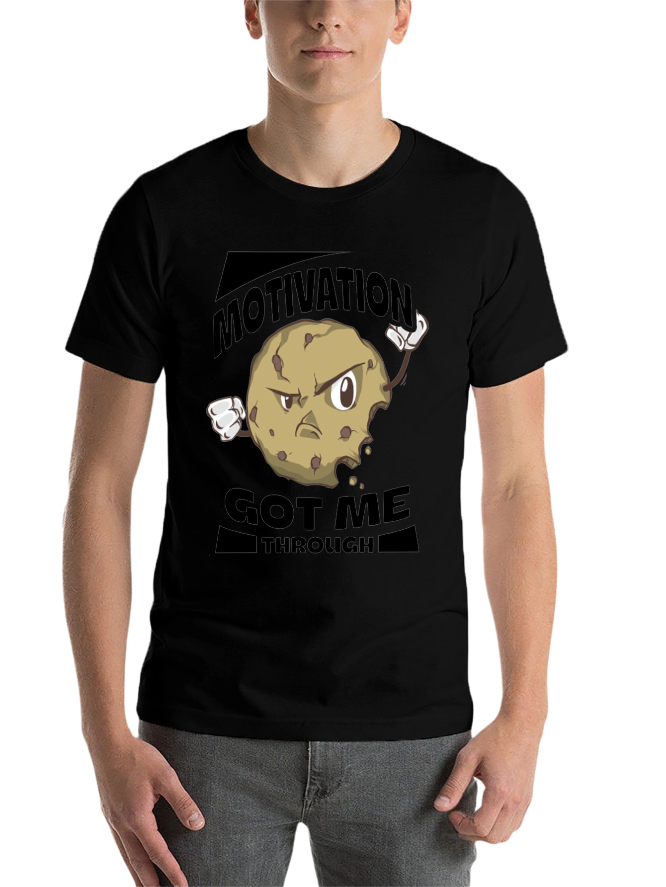 Black Motivational Cookie T-Shirt - Get Through Anything! view 7