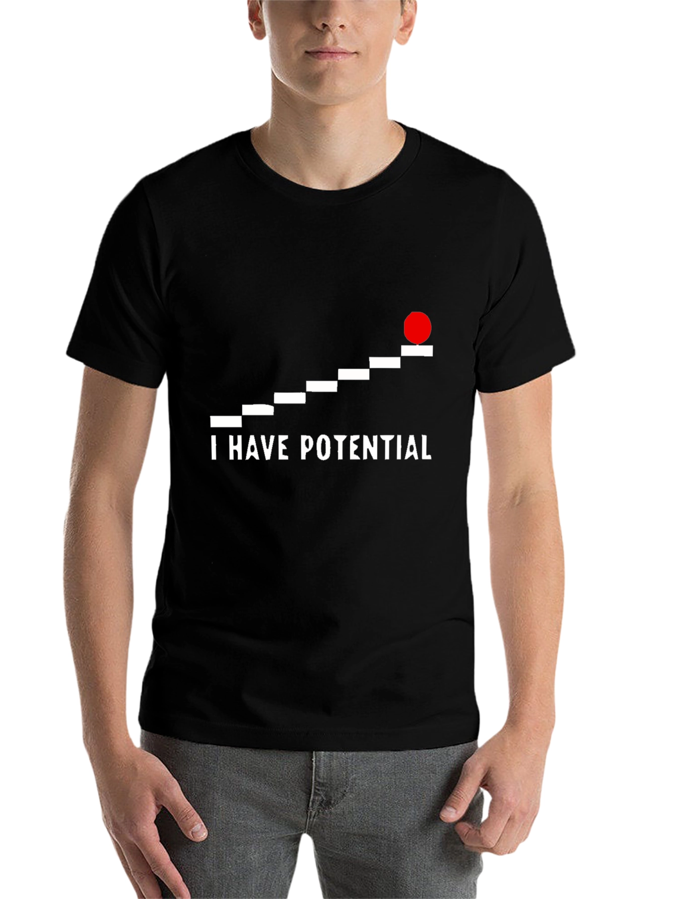 Black I Have Potential Graphic Tee - Black Crew Neck view 7