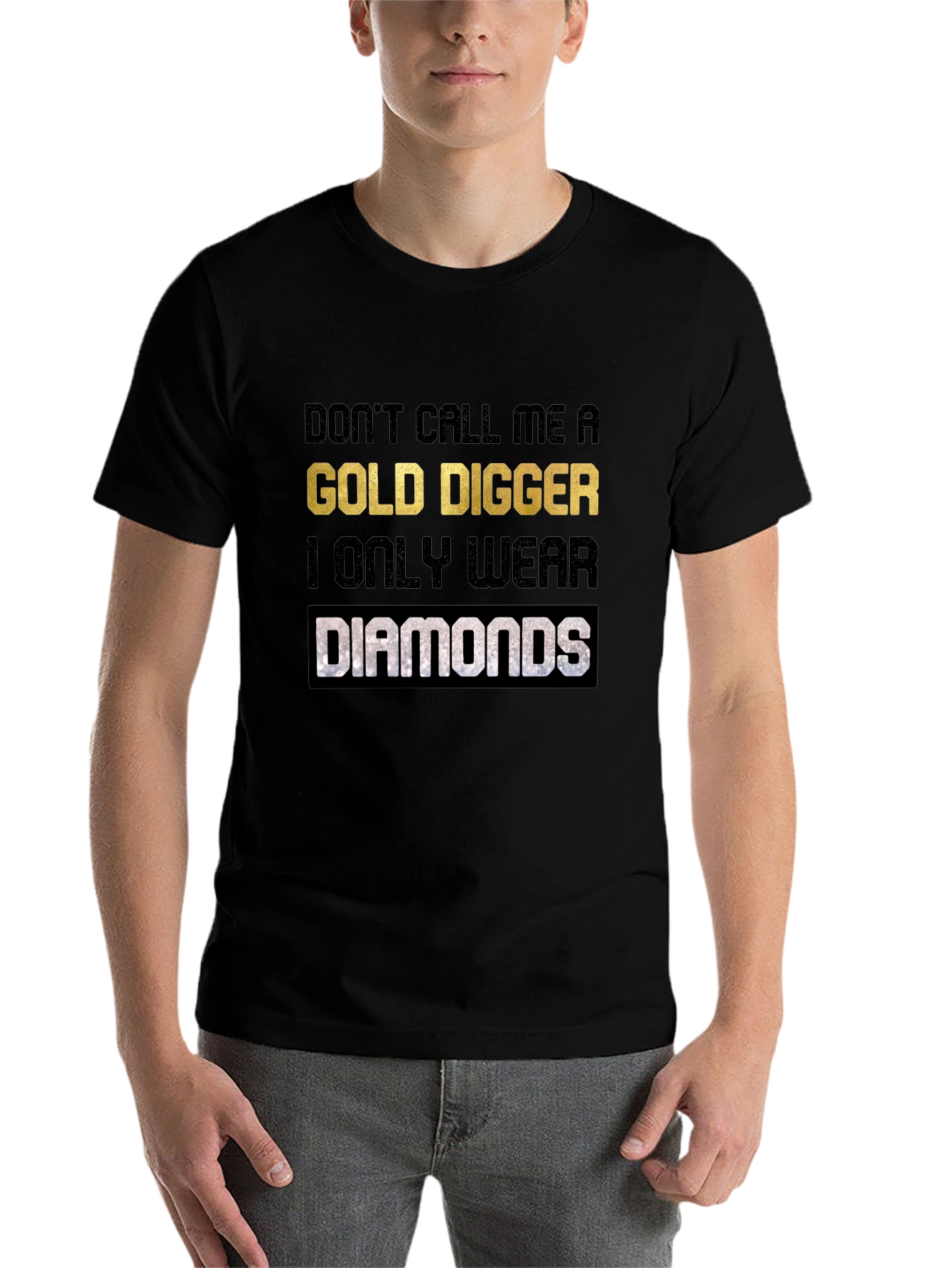 Black Gold Digger Diamonds Graphic Tee - Black Cotton view 7