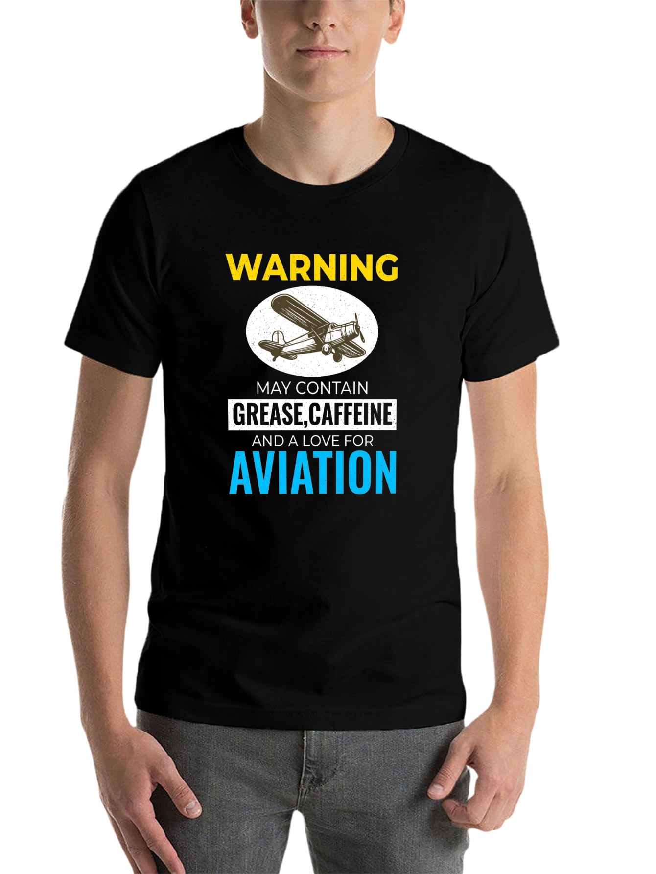 Warning Aviation T-Shirt - Grease, Caffeine & Love! - 7