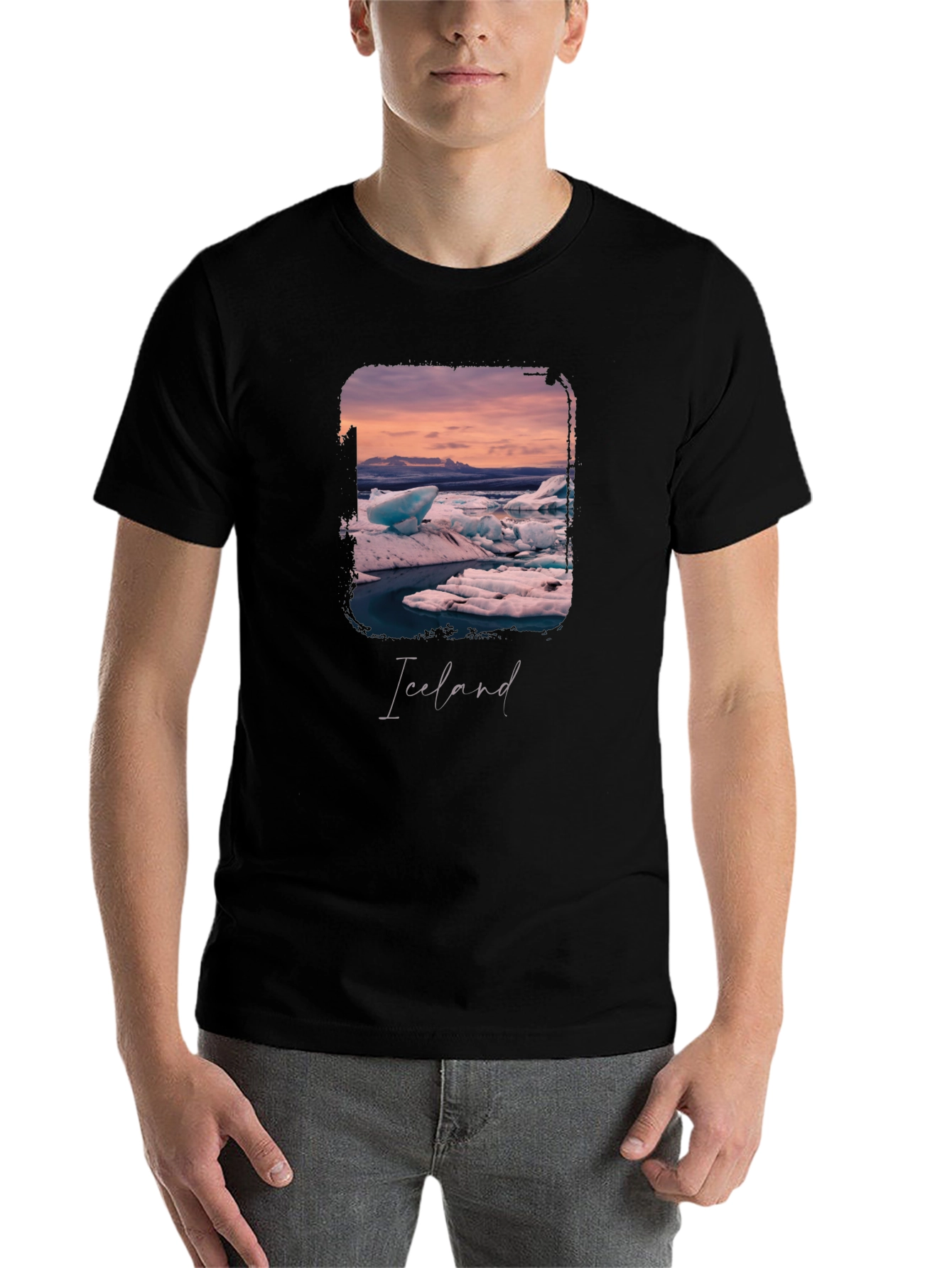 Black Iceland Glacier Graphic Black T-Shirt view 7