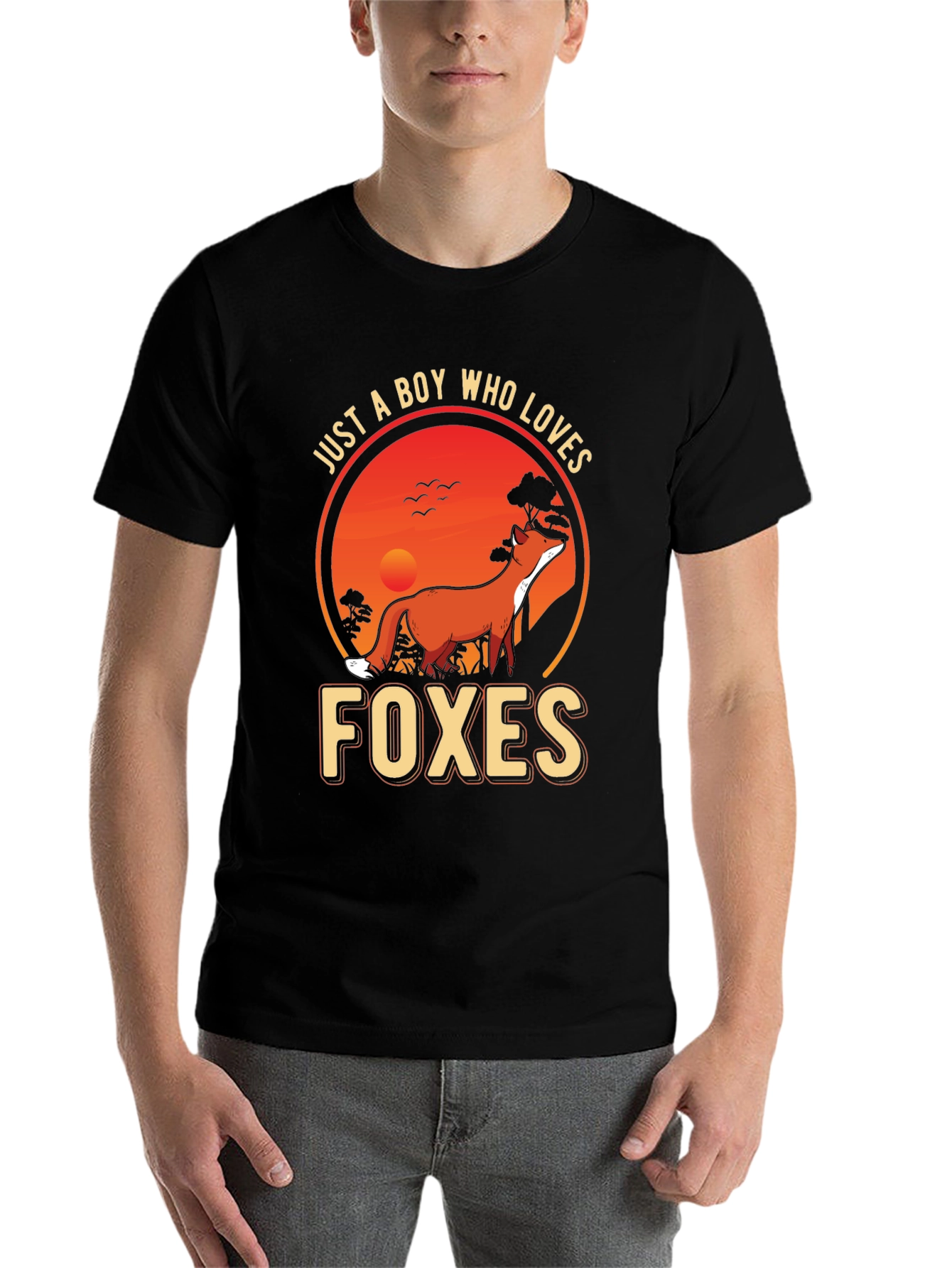 Black Boy Who Loves Foxes Graphic Tee view 7