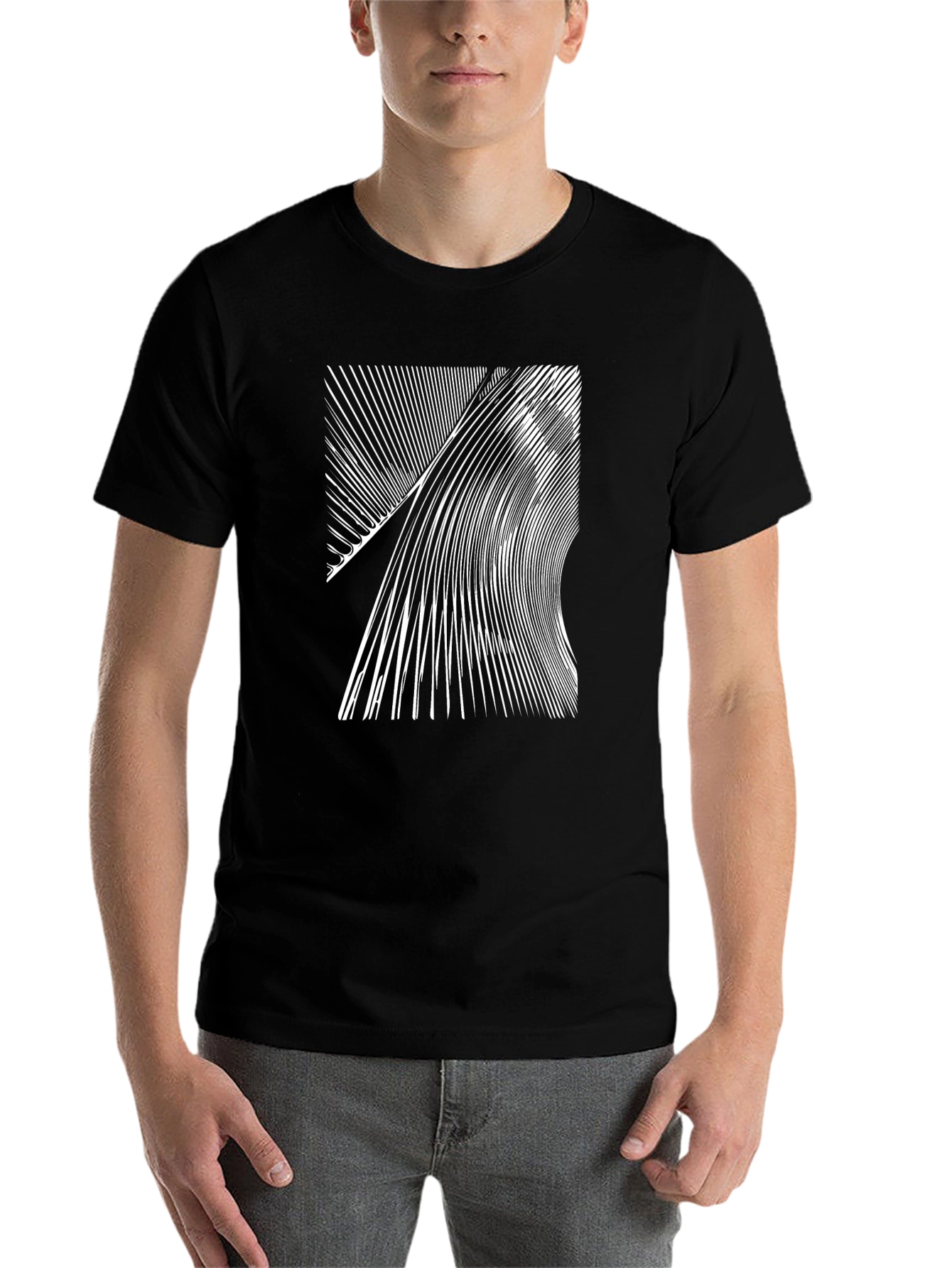 Black Abstract Graphic Print Black T-Shirt view 7