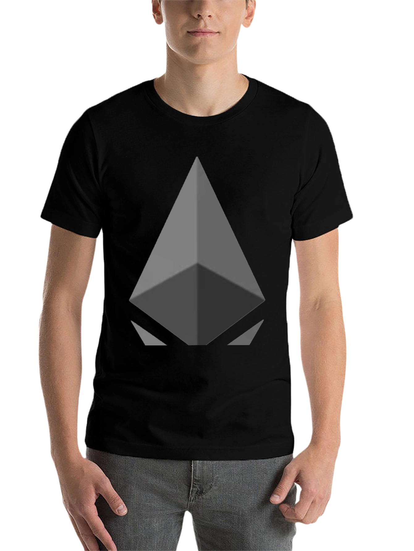 Black Geometric Graphic Print Crew Neck T-Shirt view 7