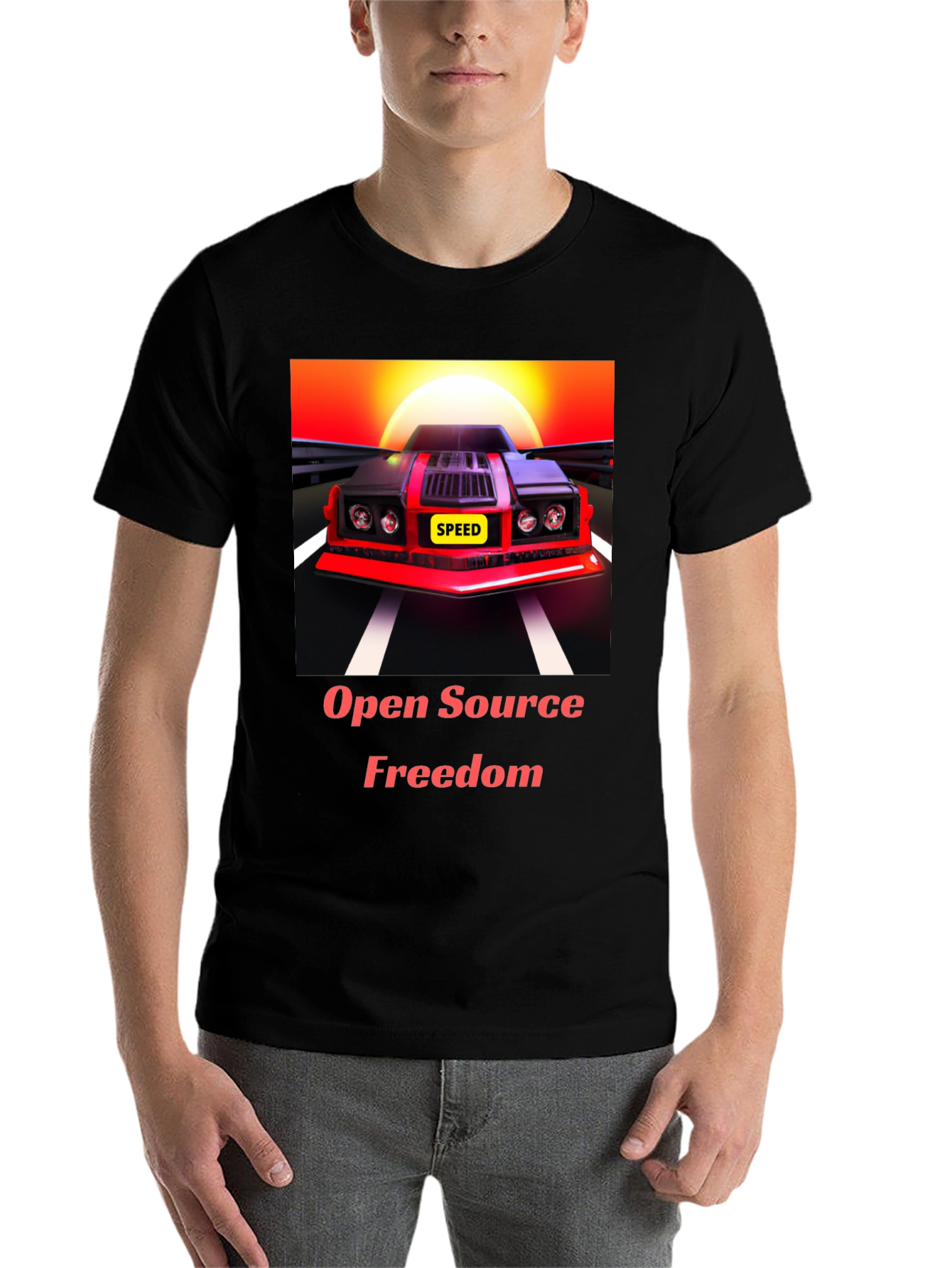 Black Open Source Freedom Graphic Tee view 7