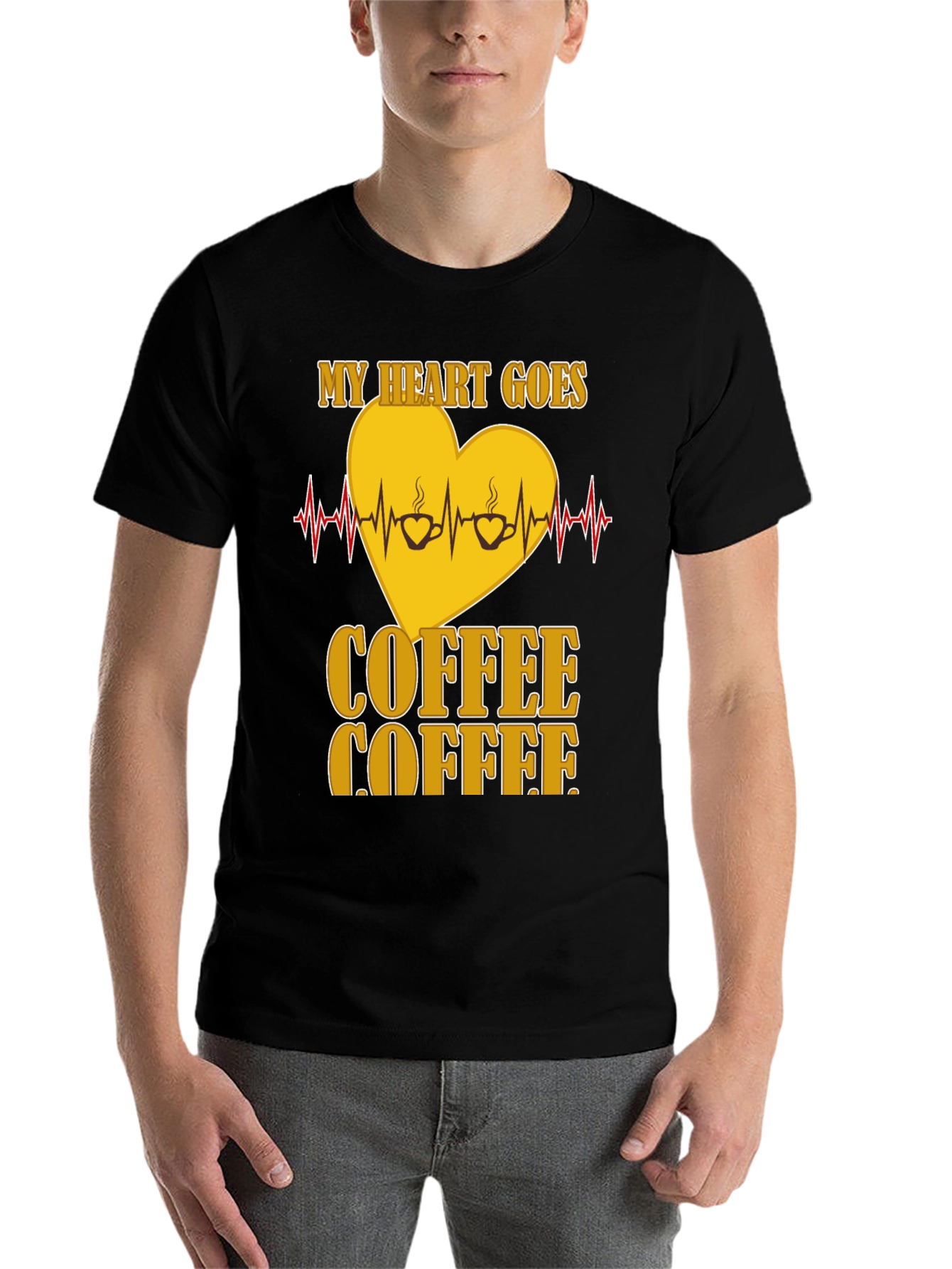 Black Coffee Lover's Heartbeat T-Shirt view 7