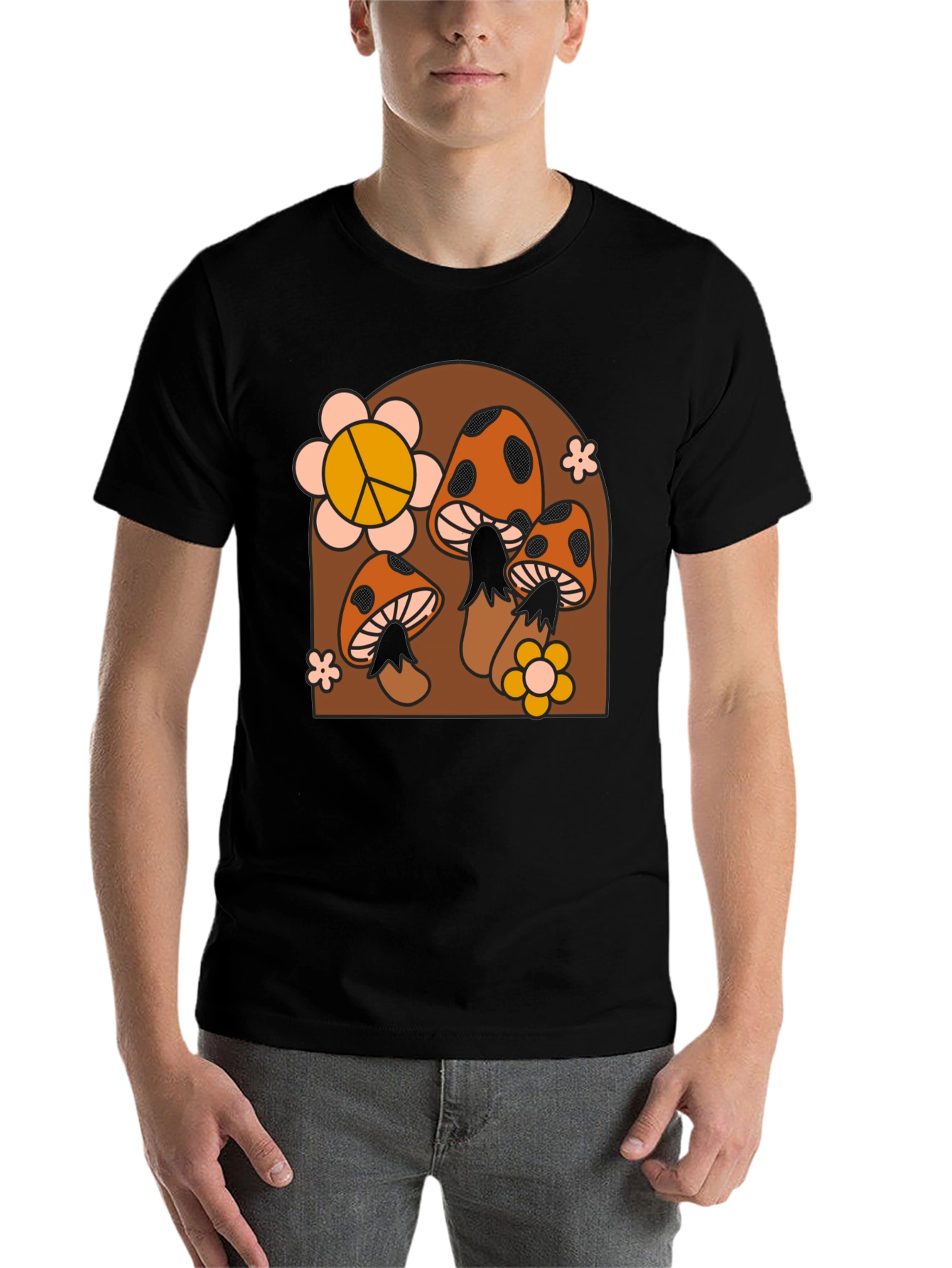 Black Retro Mushroom T-Shirt view 7