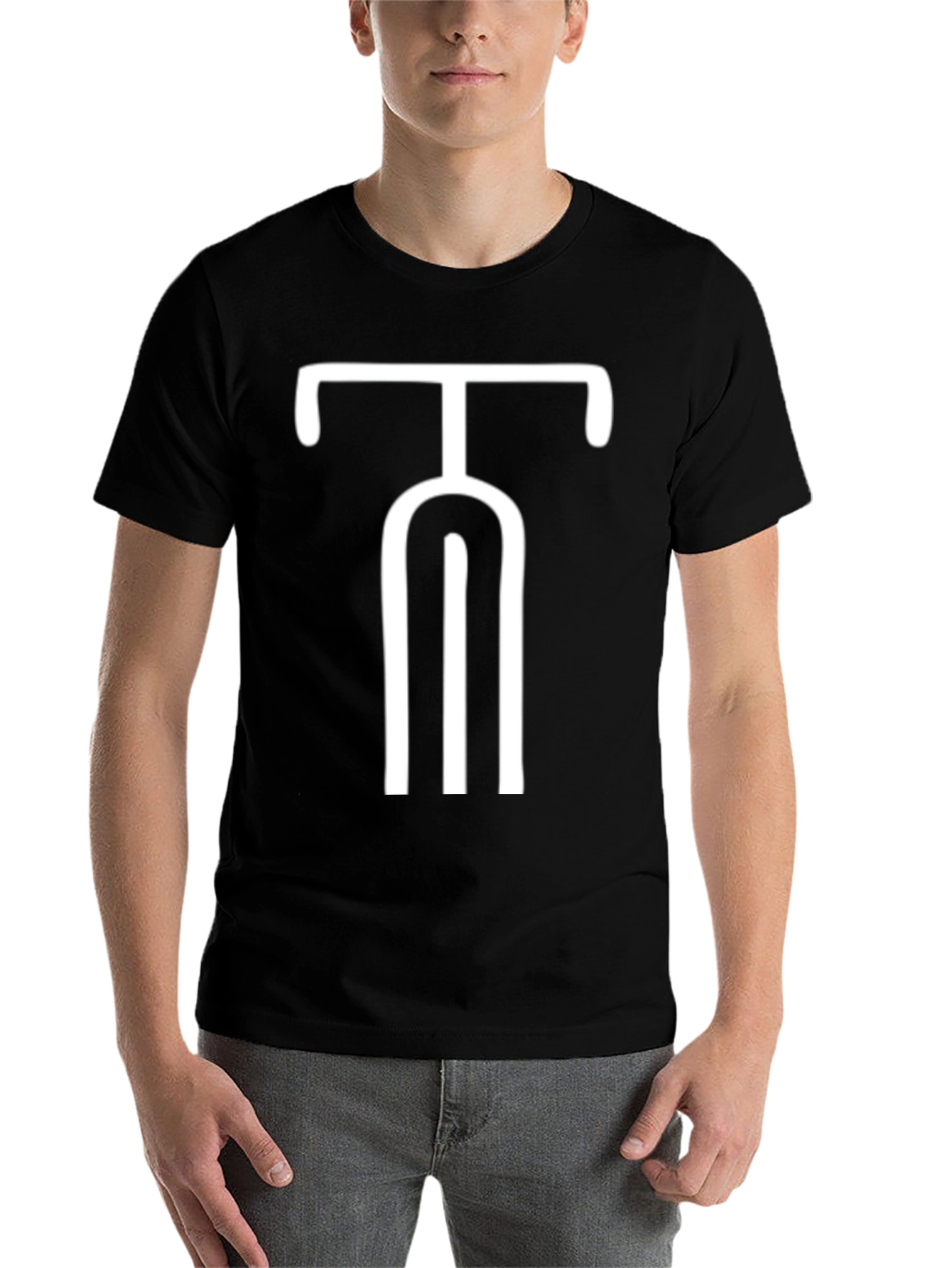 Black Modern Minimalist T-Shirt with Geometric Design - Black view 7
