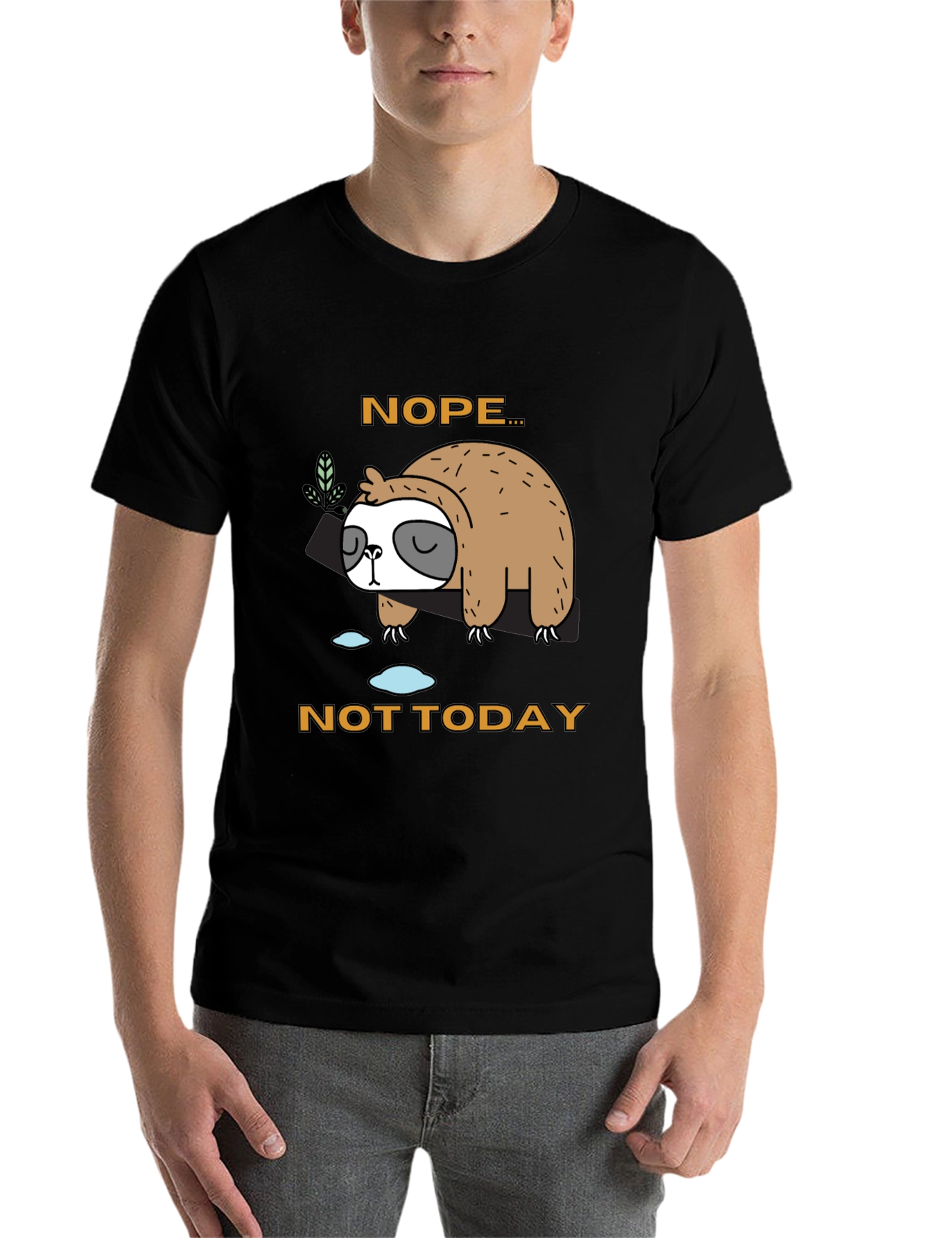 Black Nope, Not Today Sloth Graphic T-Shirt view 7
