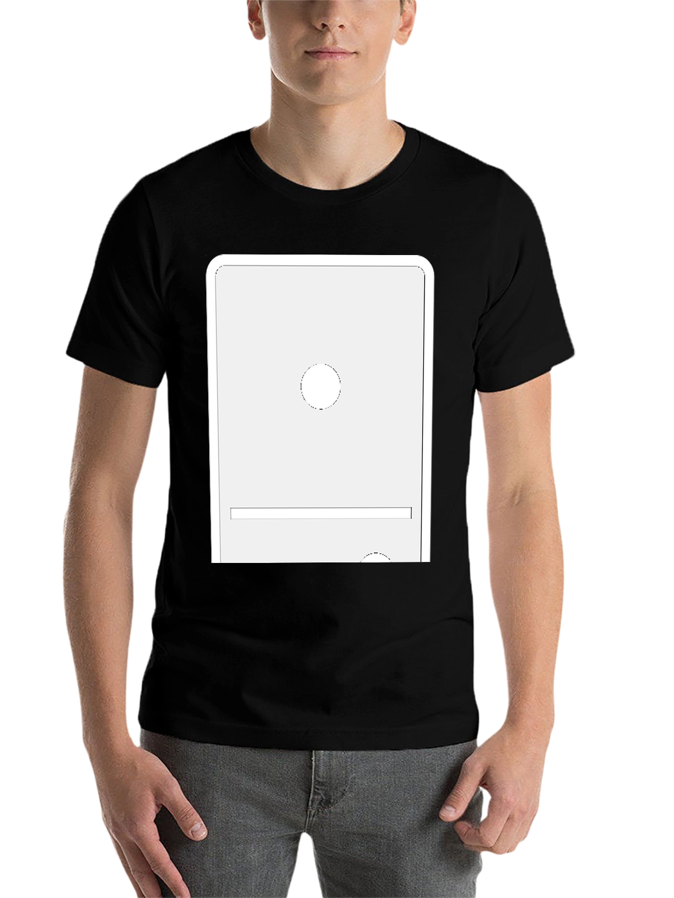 Black Minimalist Graphic Tee - Modern Black Cotton Blend Shirt view 7