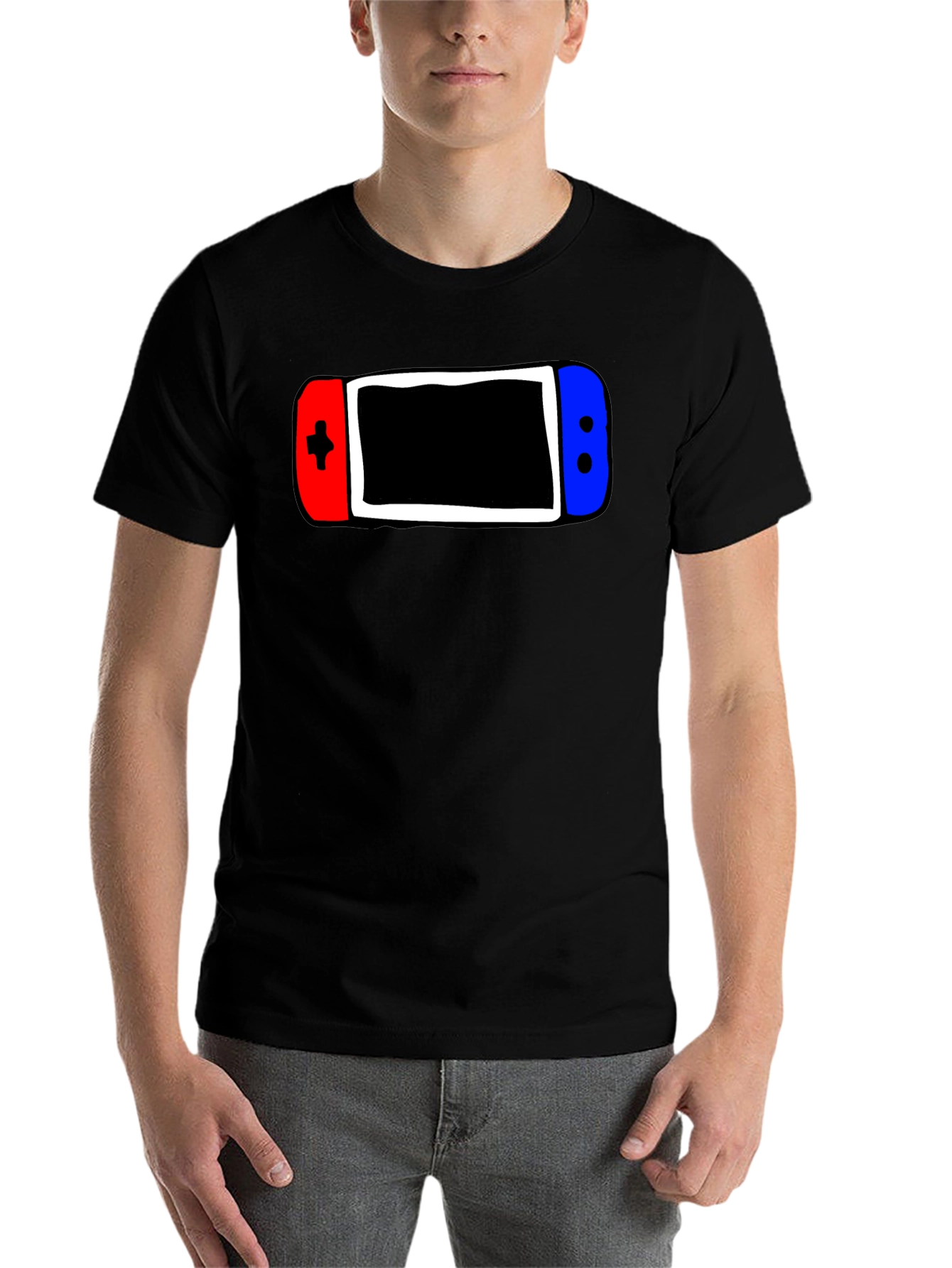 Black Gamer Style Tee - Console Controller Graphic T-Shirt view 7