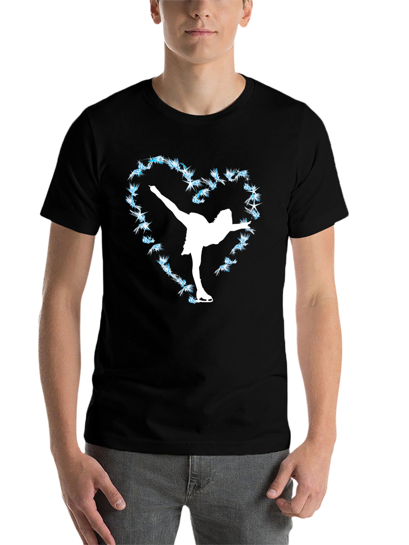 Black Ice Skating Heart T-Shirt - Figure Skater Tee view 7