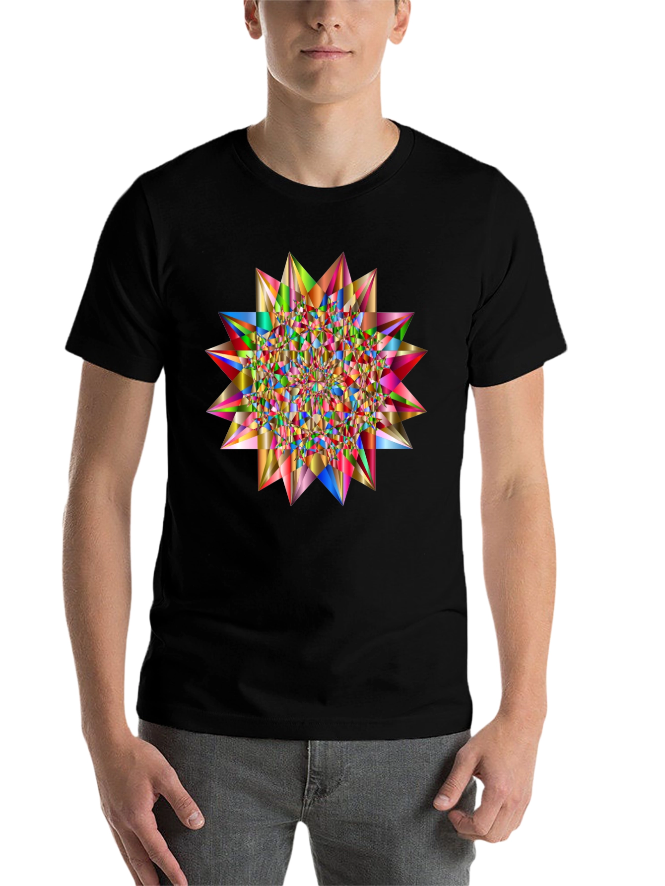 Black Geometric Starburst Tee view 7