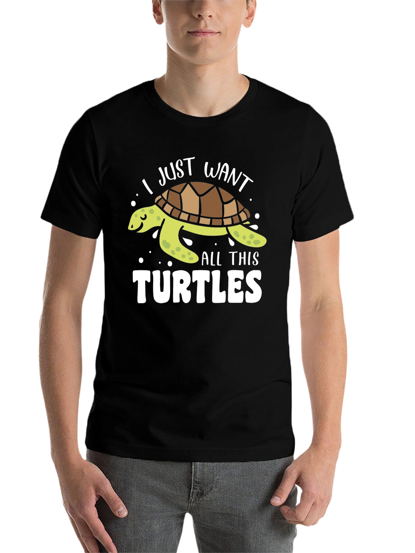 Black I Just Want All This Turtles T-Shirt view 7