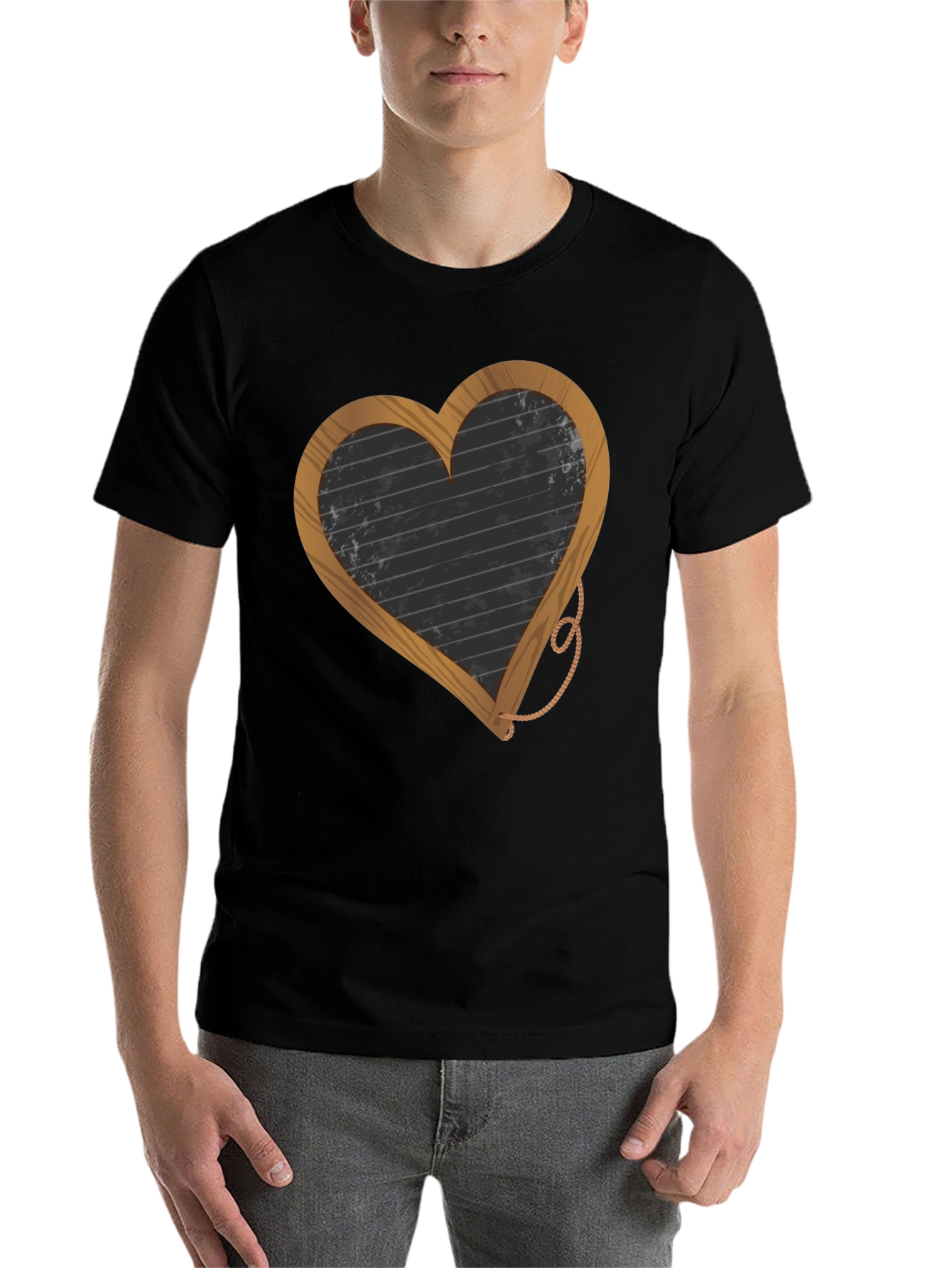 Black Heart-Shaped Blackboard Graphic T-Shirt view 7