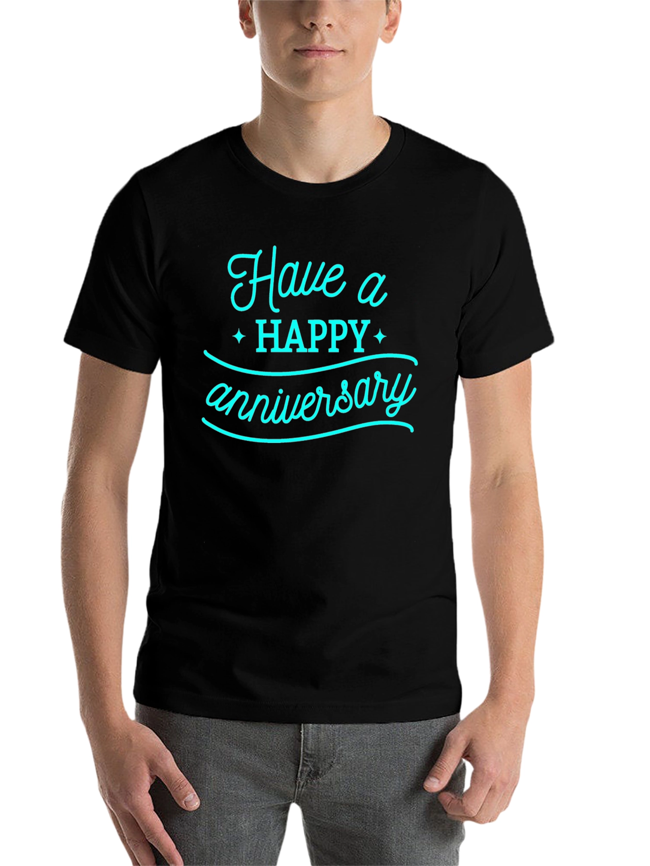 Black Happy Anniversary Graphic Tee - Black view 7