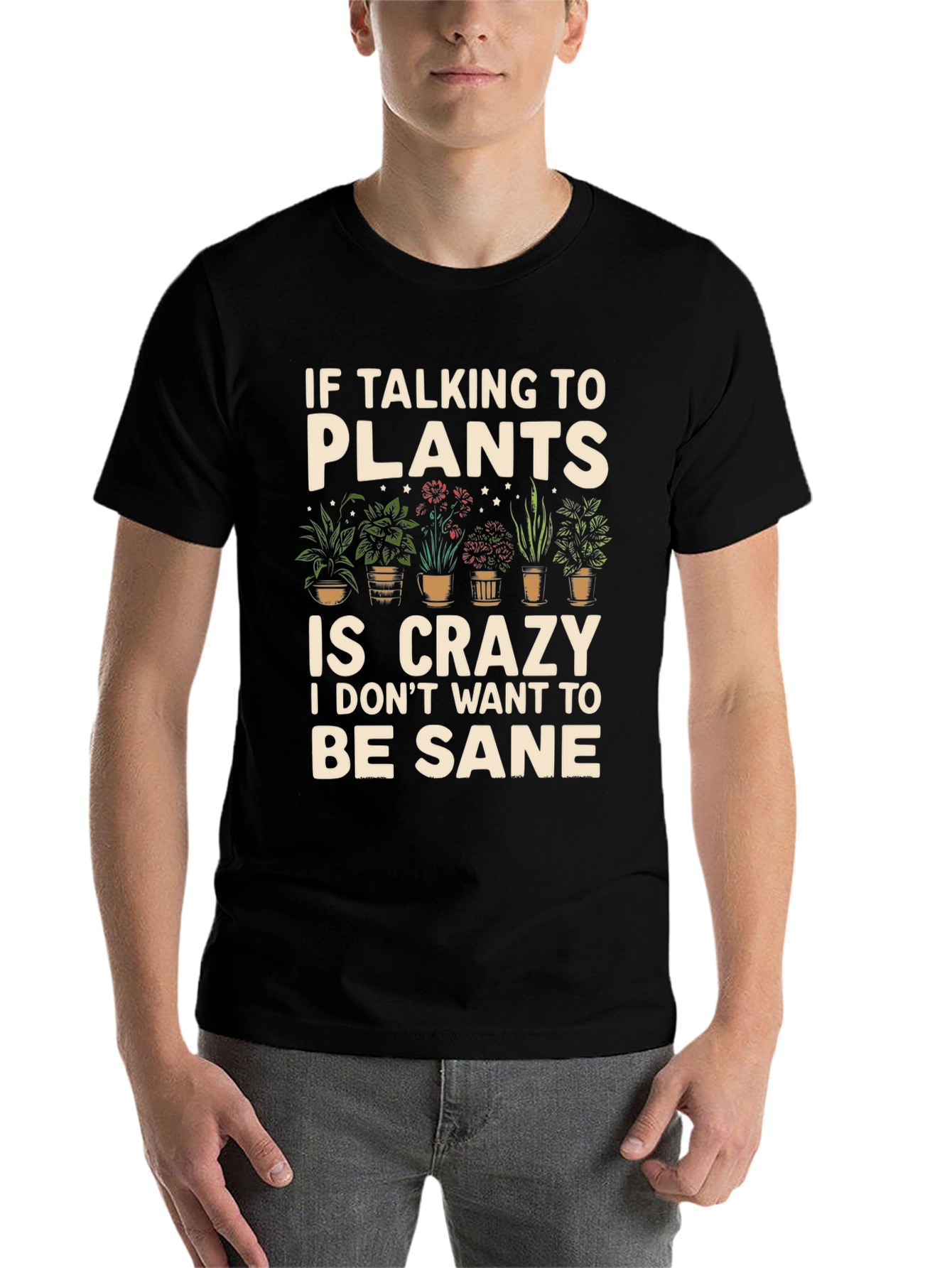 Black Plant Lover Graphic T-Shirt - Crazy About Plants! view 7