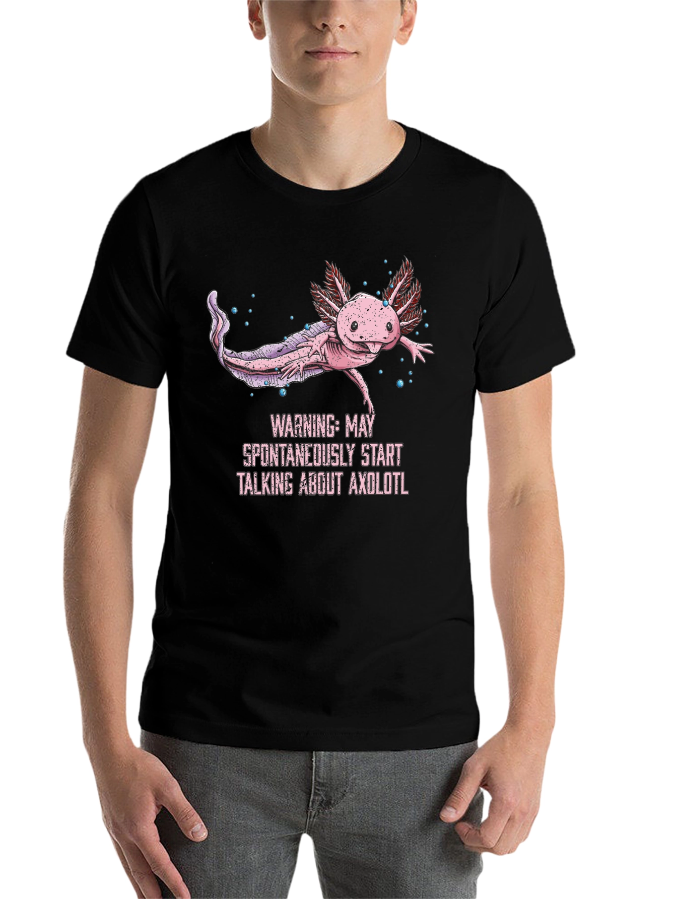 Black Axolotl T-Shirt - Funny Aquatic Pet Lover Tee view 7