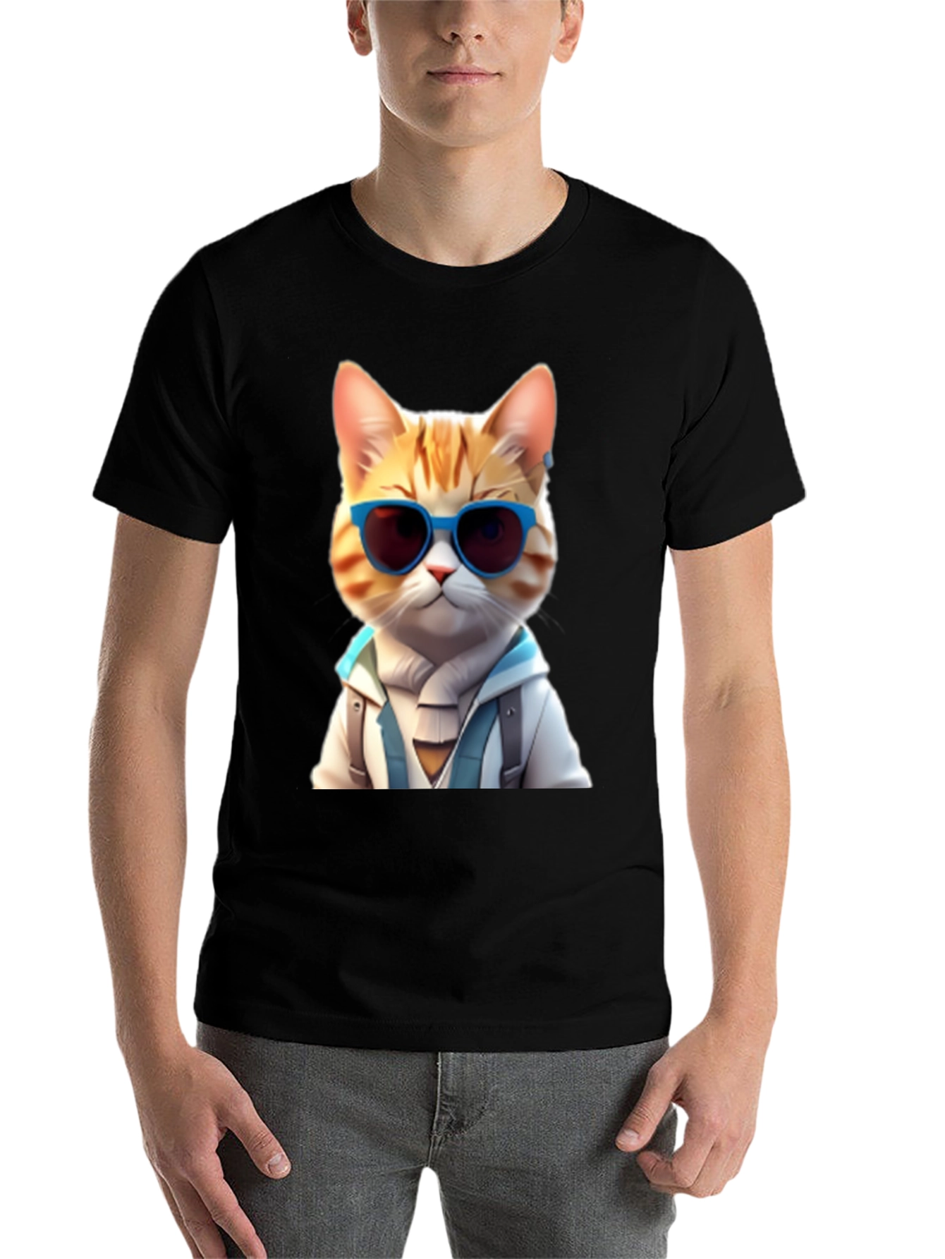 Black Cool Cat Graphic T-Shirt view 7