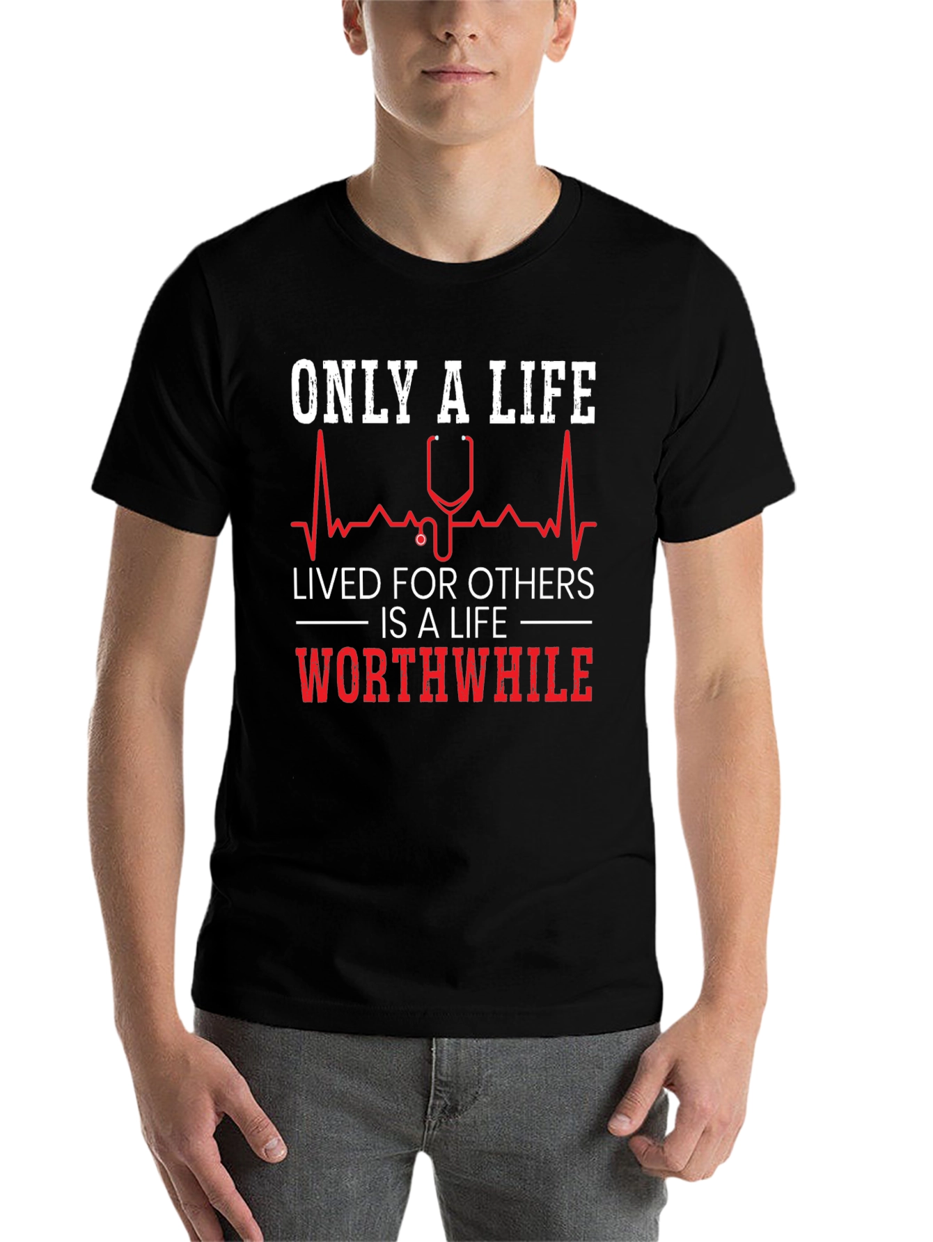 Black Only a Life Lived for Others Graphic Tee view 7
