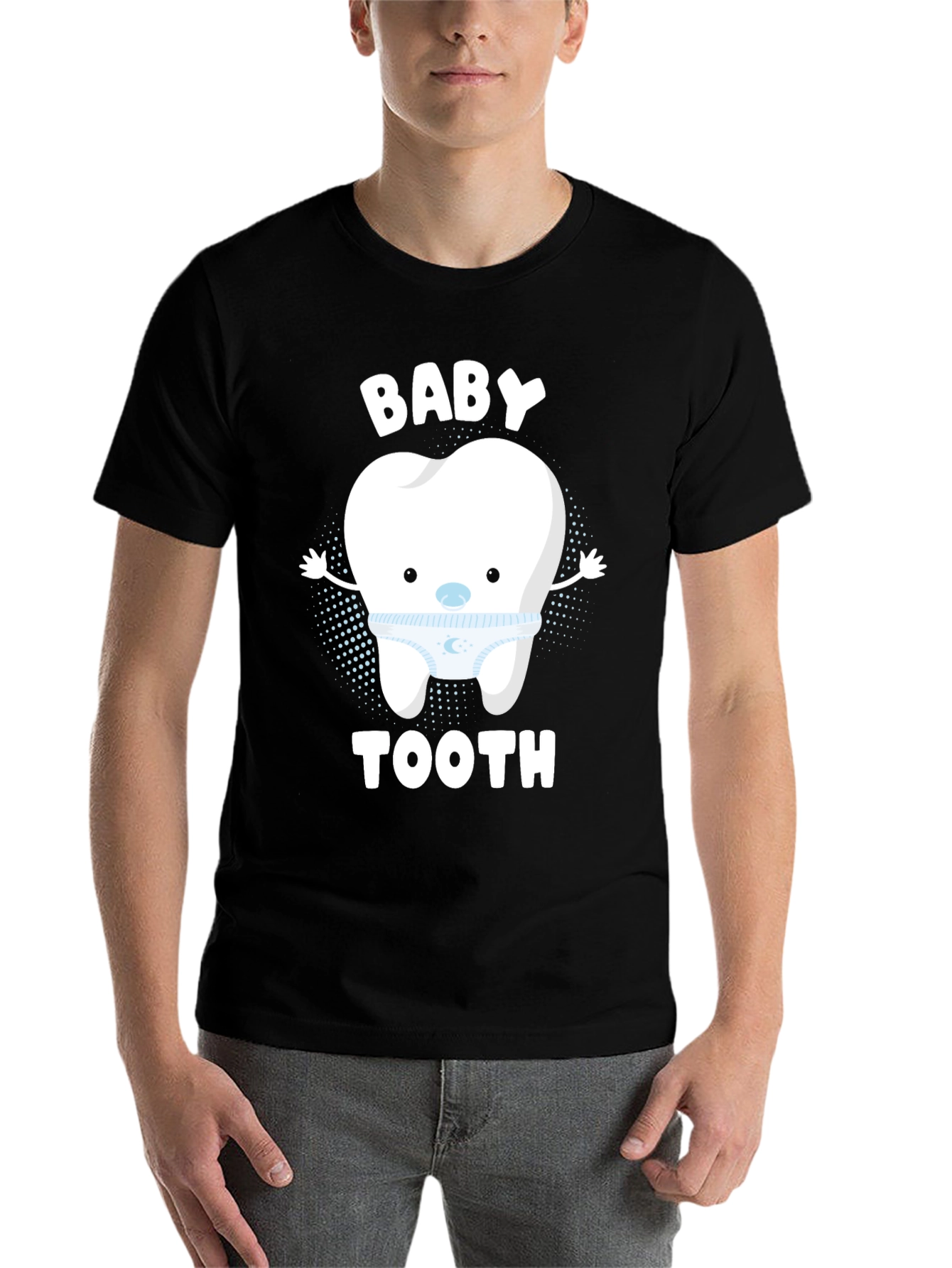 Black Cute Baby Tooth Graphic T-Shirt view 7