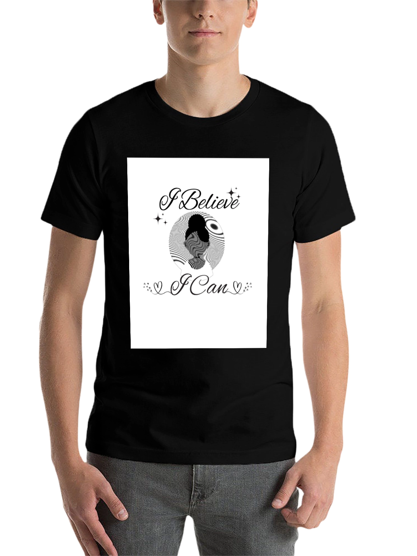 Black Believe in Yourself Graphic Tee - Black view 7