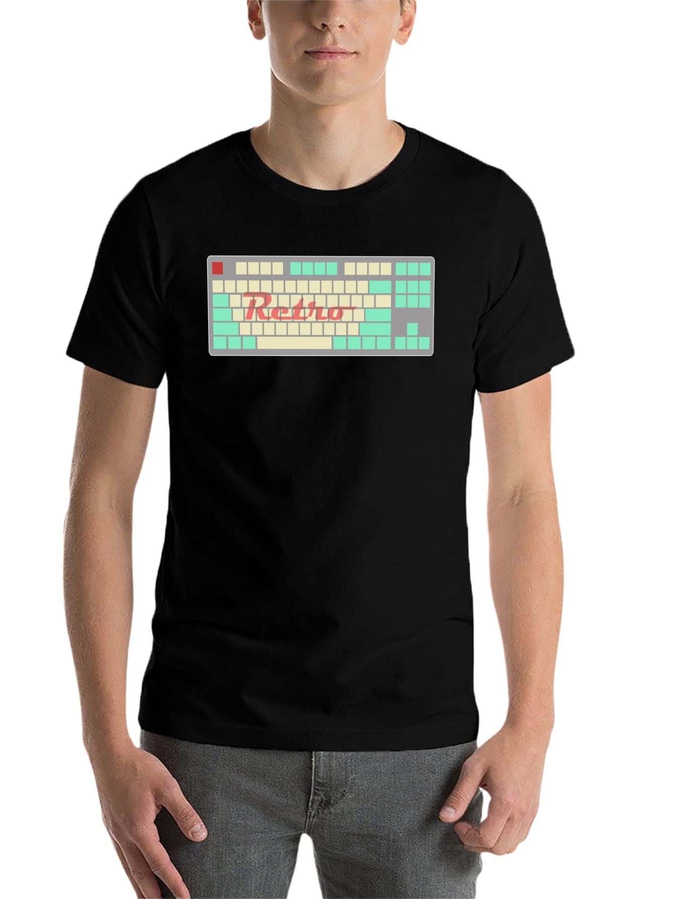 Black Retro Keyboard T-Shirt - Gamer Style view 7