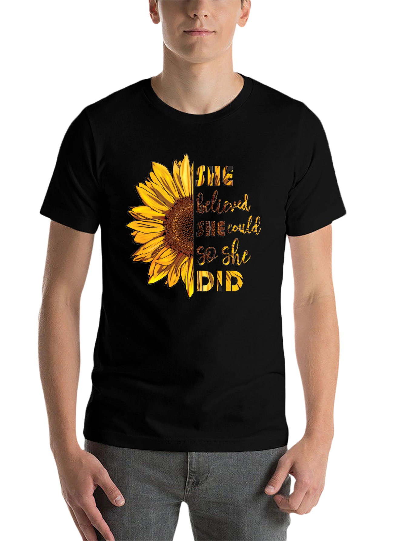 Black Sunflower Graphic Tee - She Believed She Could view 7