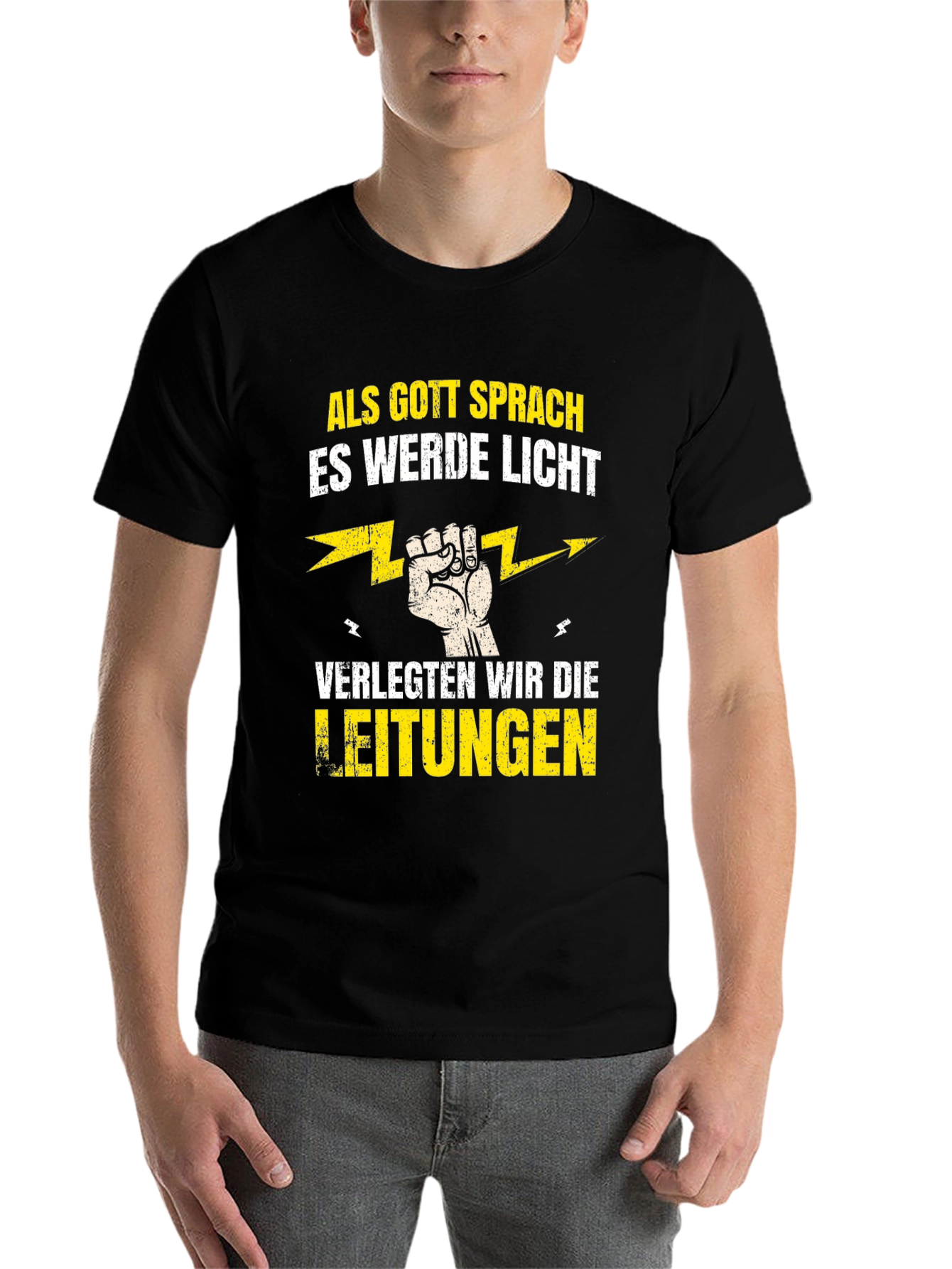 Black Funny Electrician T-Shirt - Als Gott Sprach view 7