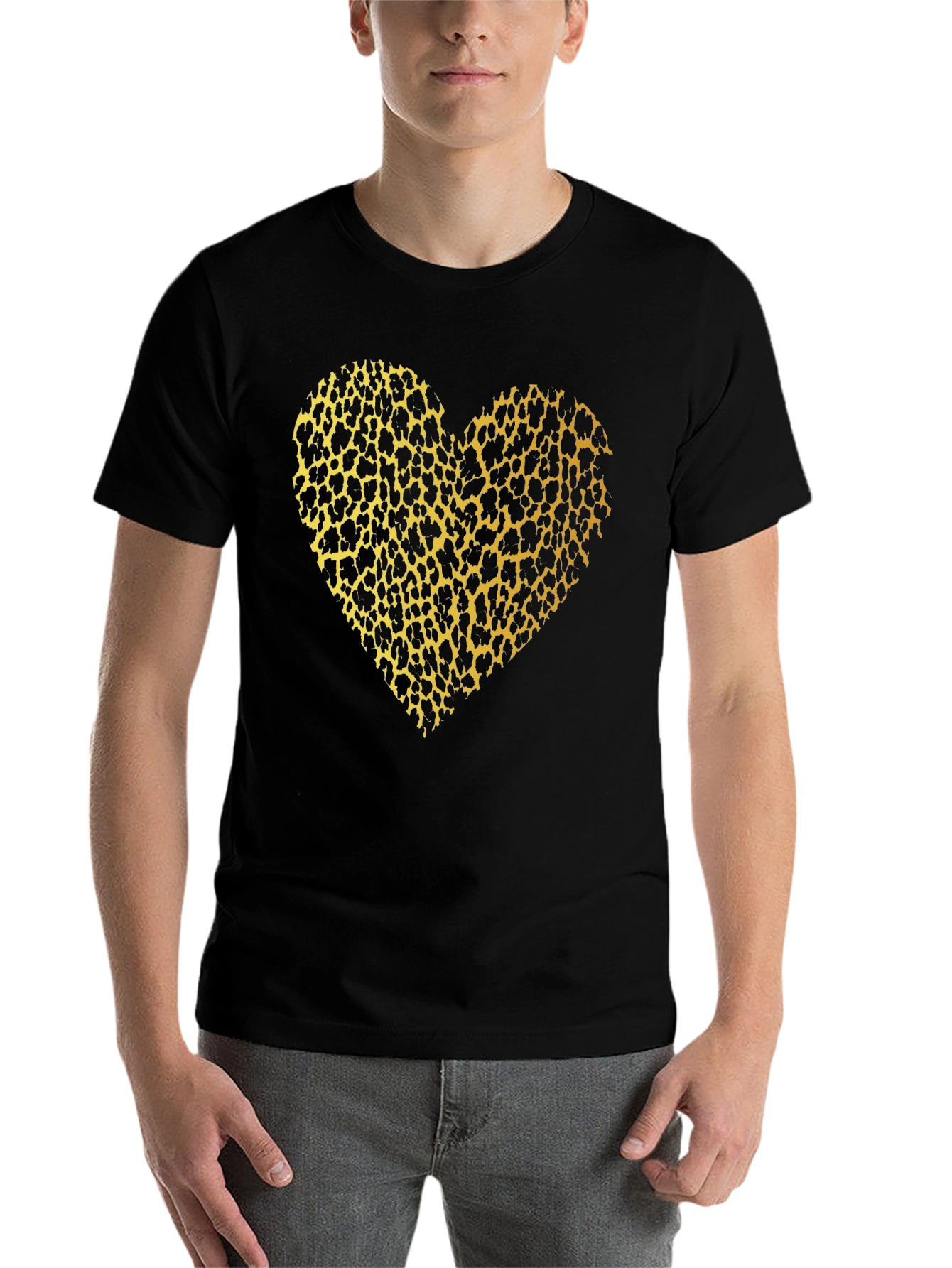 Black Leopard Print Heart T-Shirt - Bold & Stylish view 7