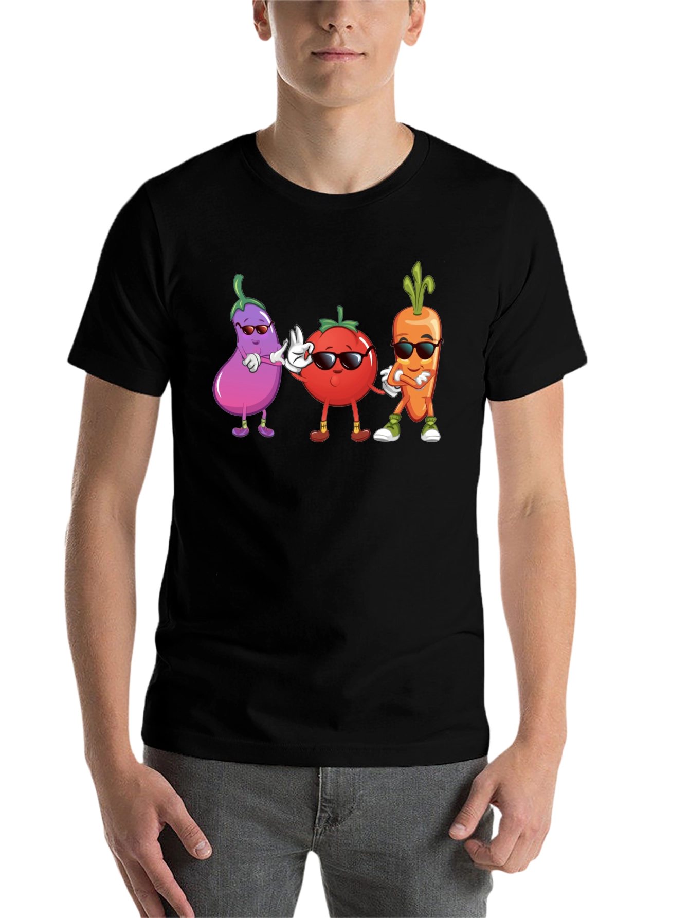 Black Cool Veggie Squad Black T-Shirt view 7