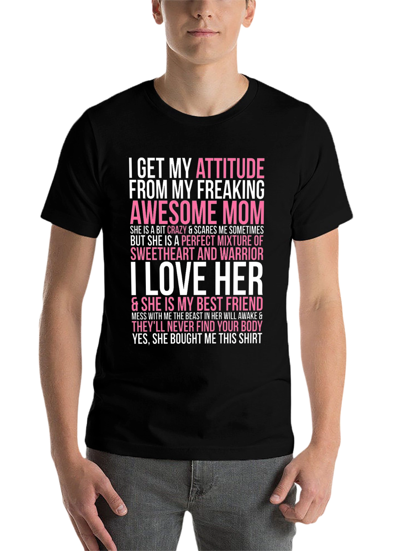 Black Attitude from Mom Novelty Graphic T-Shirt view 7