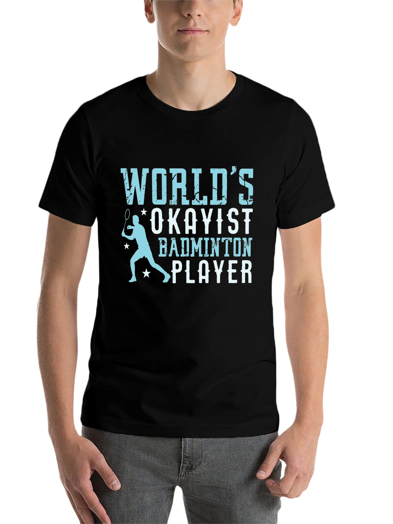 Black World's Okayist Badminton Player T-Shirt view 7