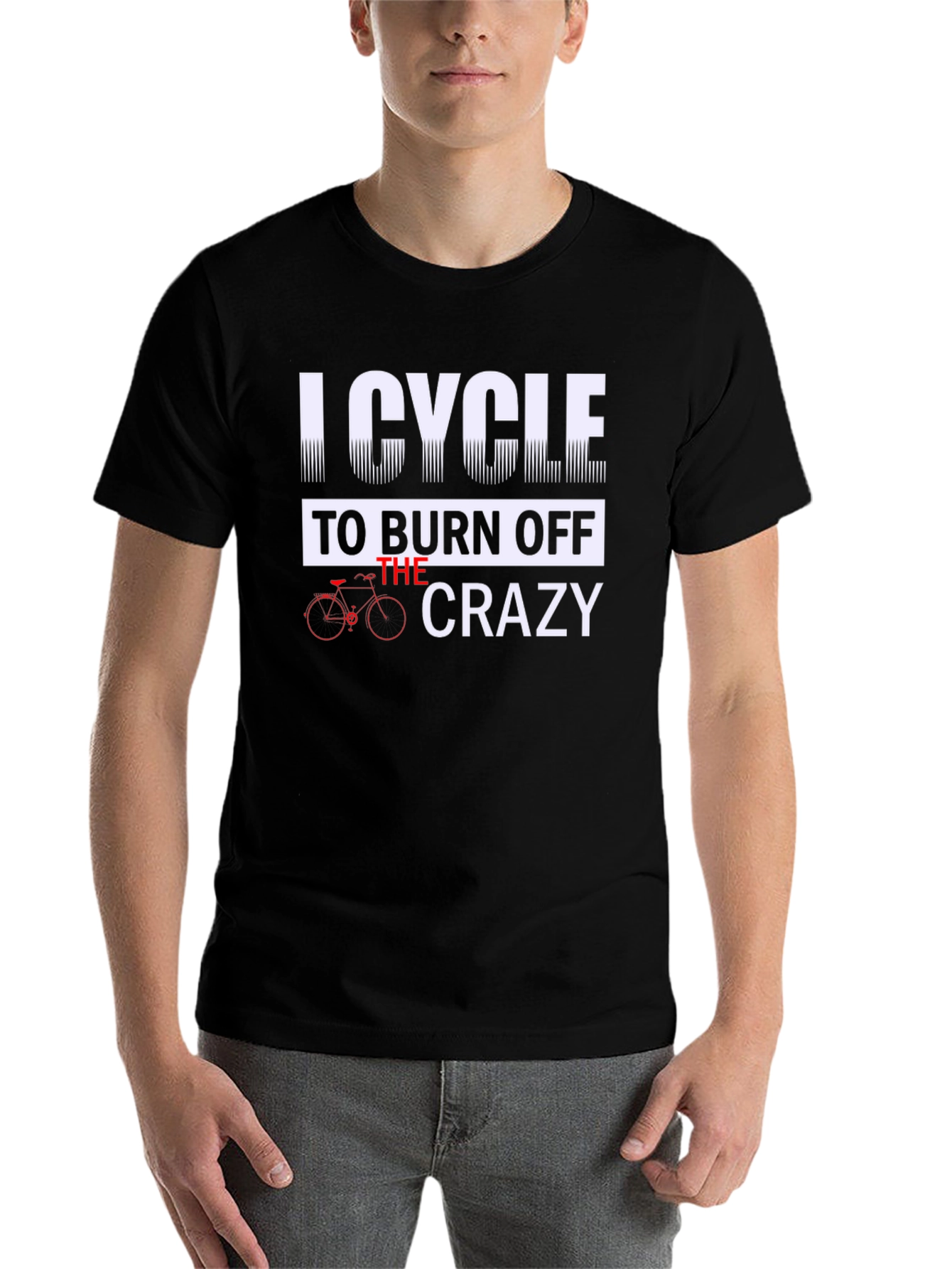 Black I Cycle to Burn Off the Crazy Graphic Tee view 7