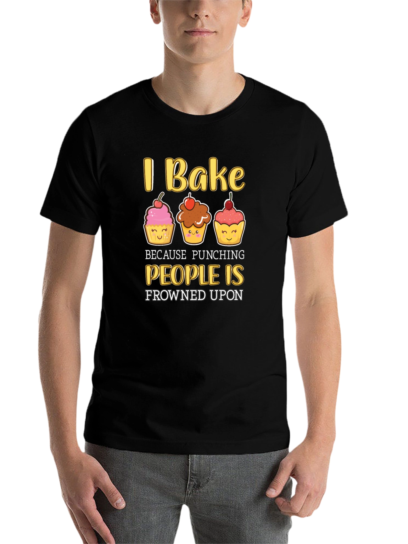 Black I Bake Funny Graphic T-Shirt view 7