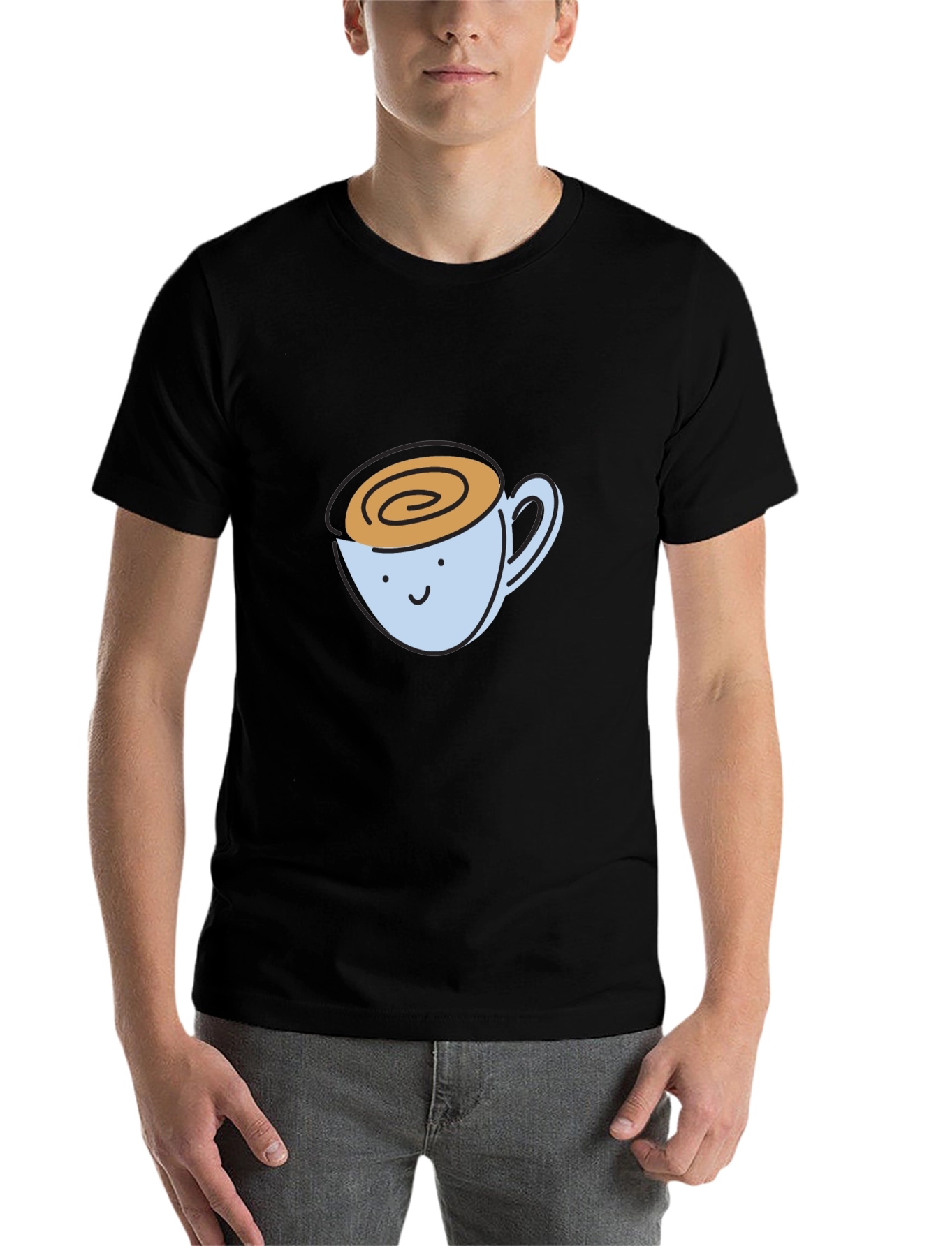 Black Cute Coffee Cup Graphic T-Shirt view 7